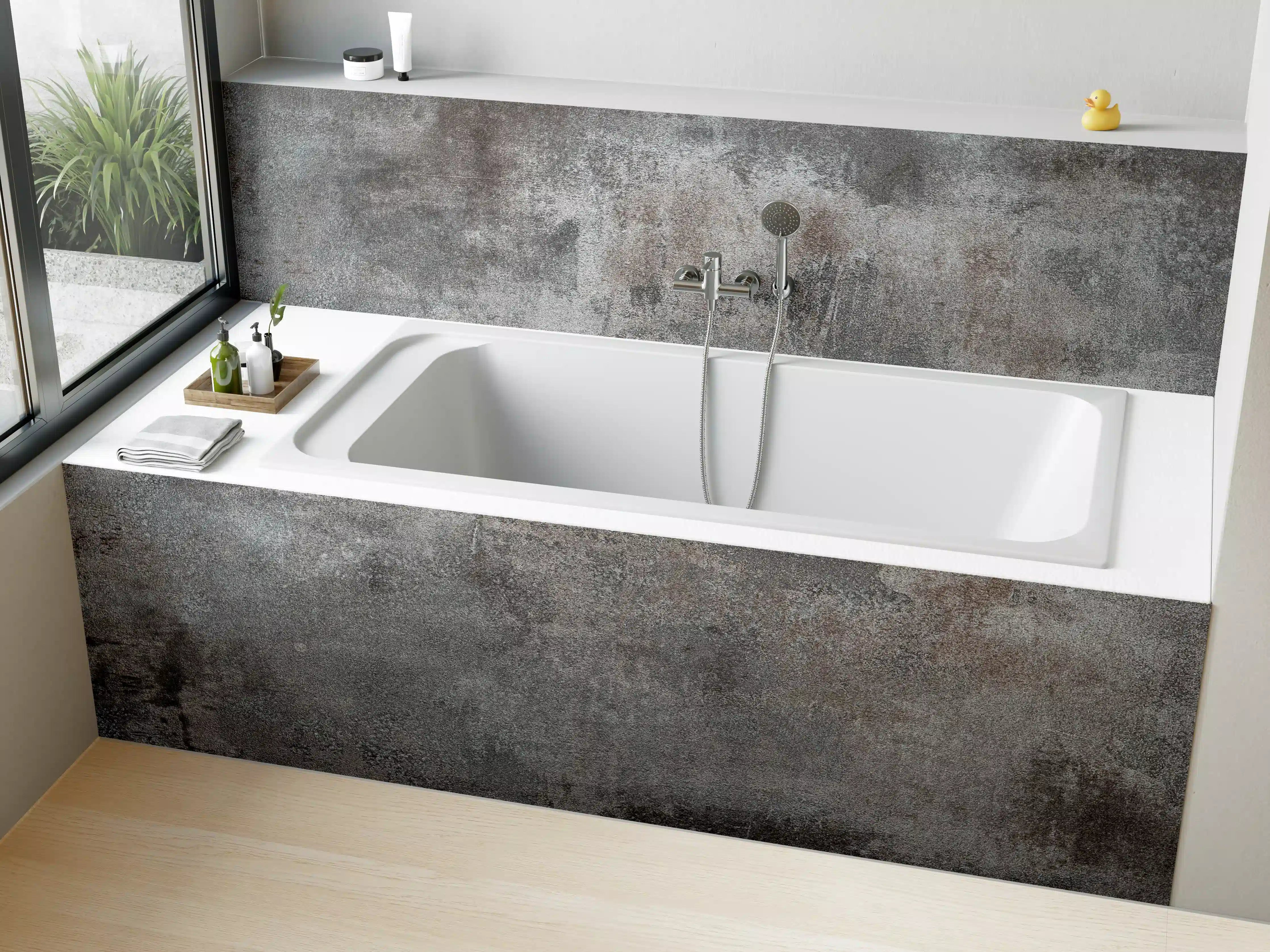 Badewannen-Rückwand - Texturiertes Grau-Metall-Finish