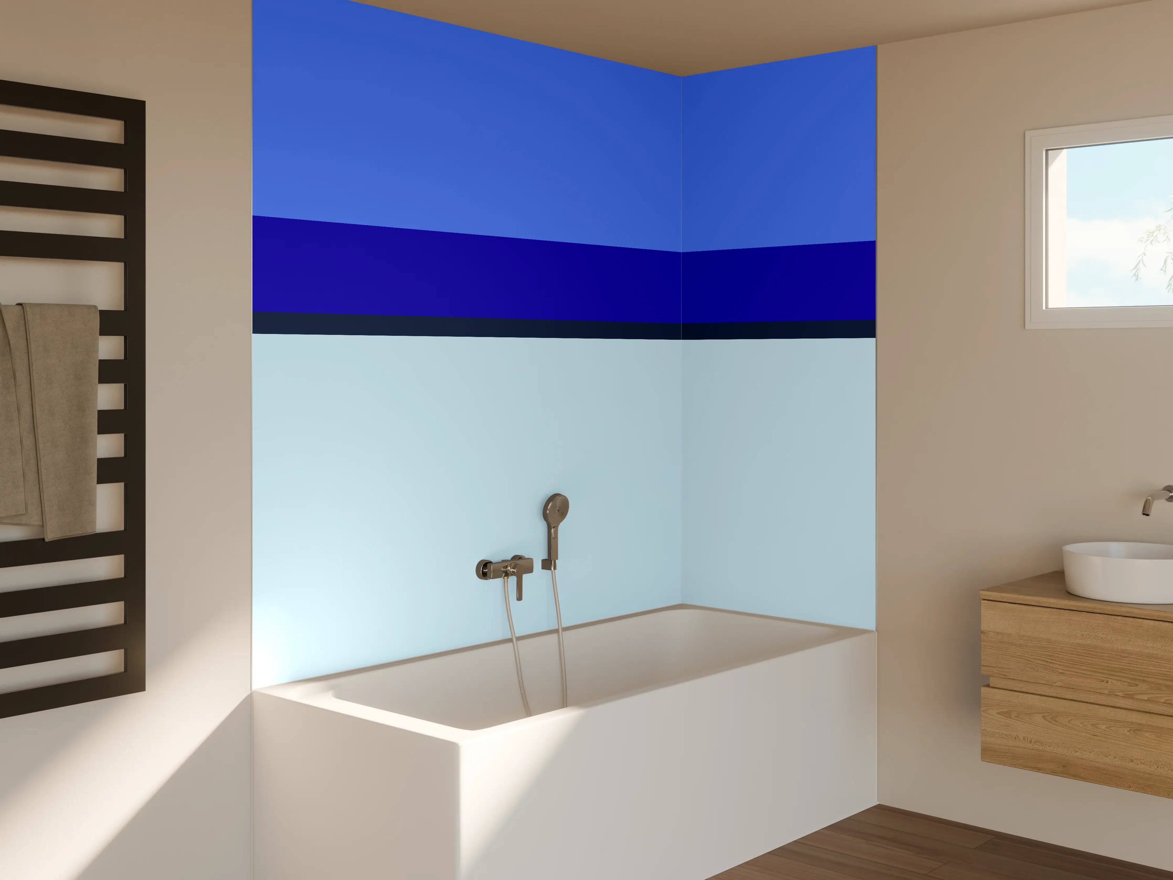Badewannen-Rückwand - The Blues - Horizontal - Waterfall