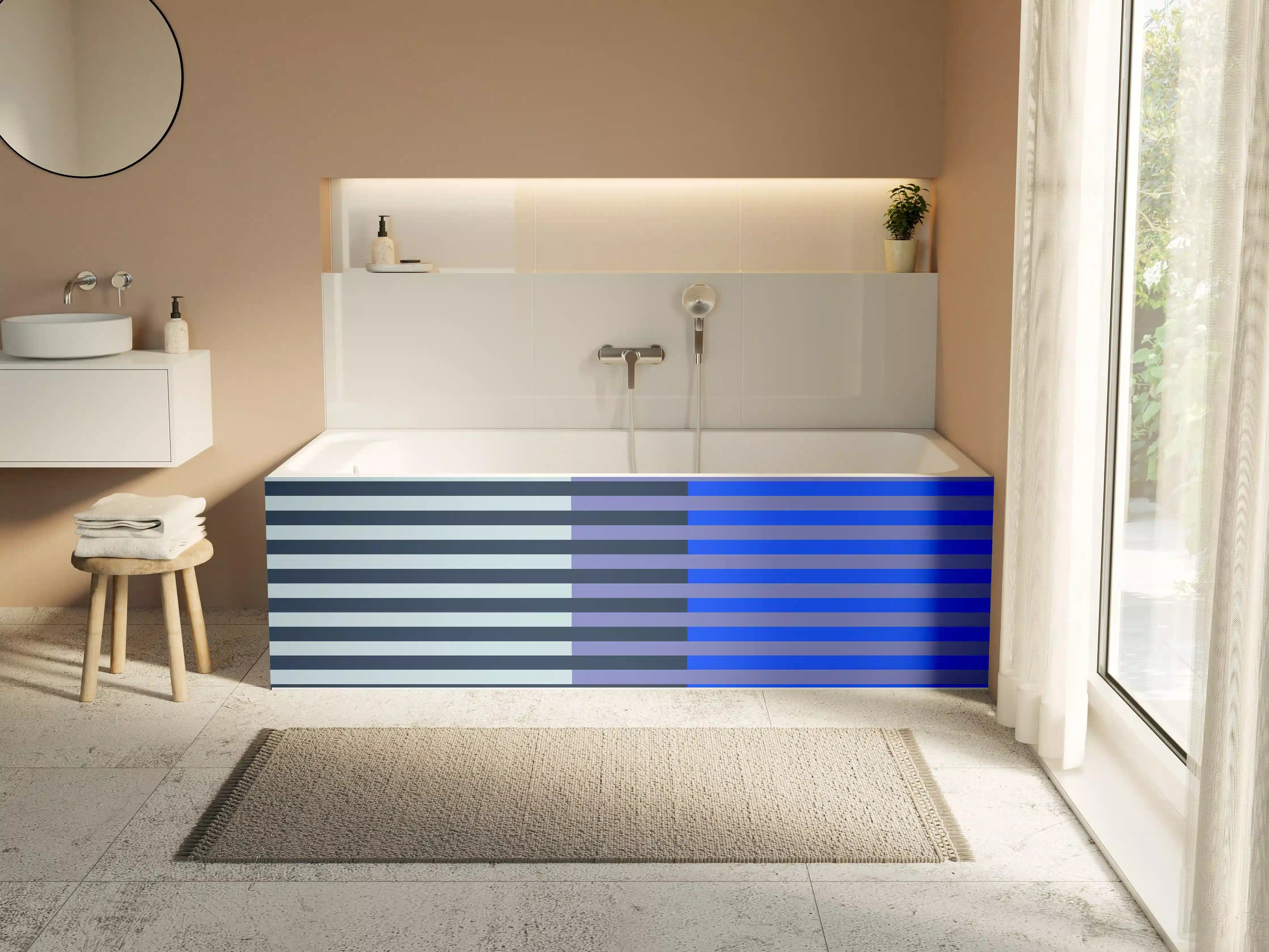 Badewannen-Rückwand - The Blues - Multy Stripes - Blueberry
