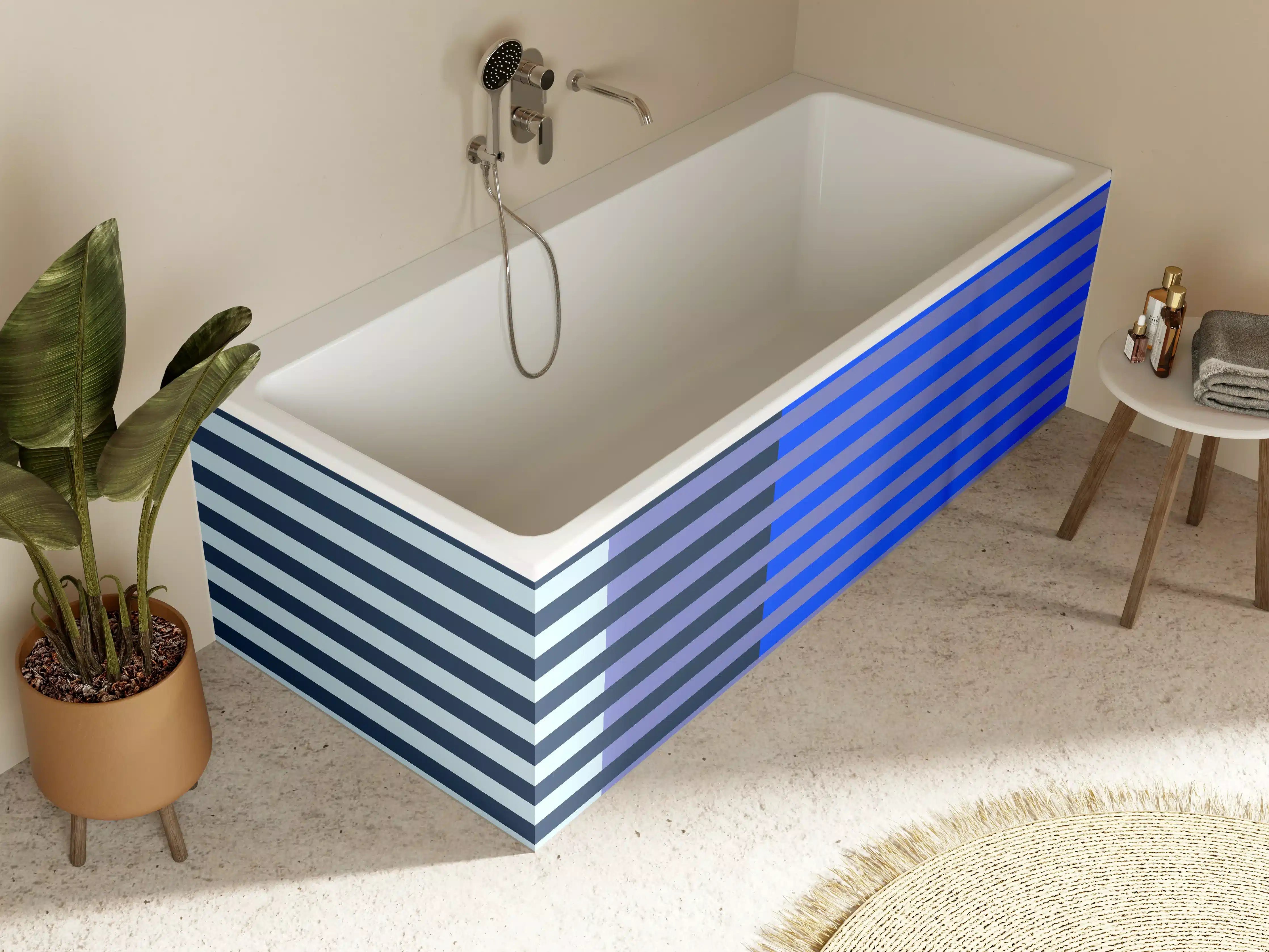Badewannen-Rückwand - The Blues - Multy Stripes - Blueberry