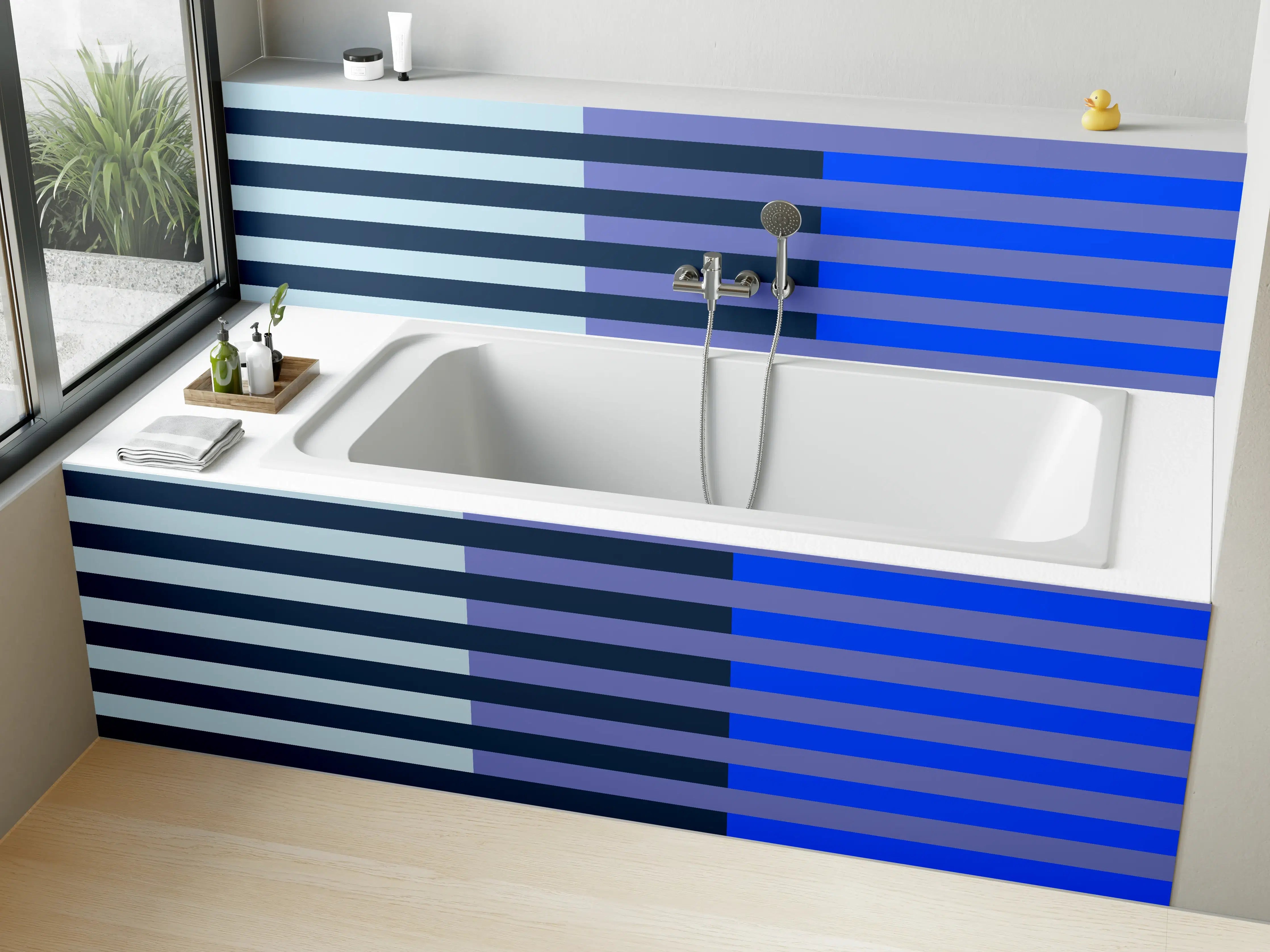 Badewannen-Rückwand - The Blues - Multy Stripes - Blueberry