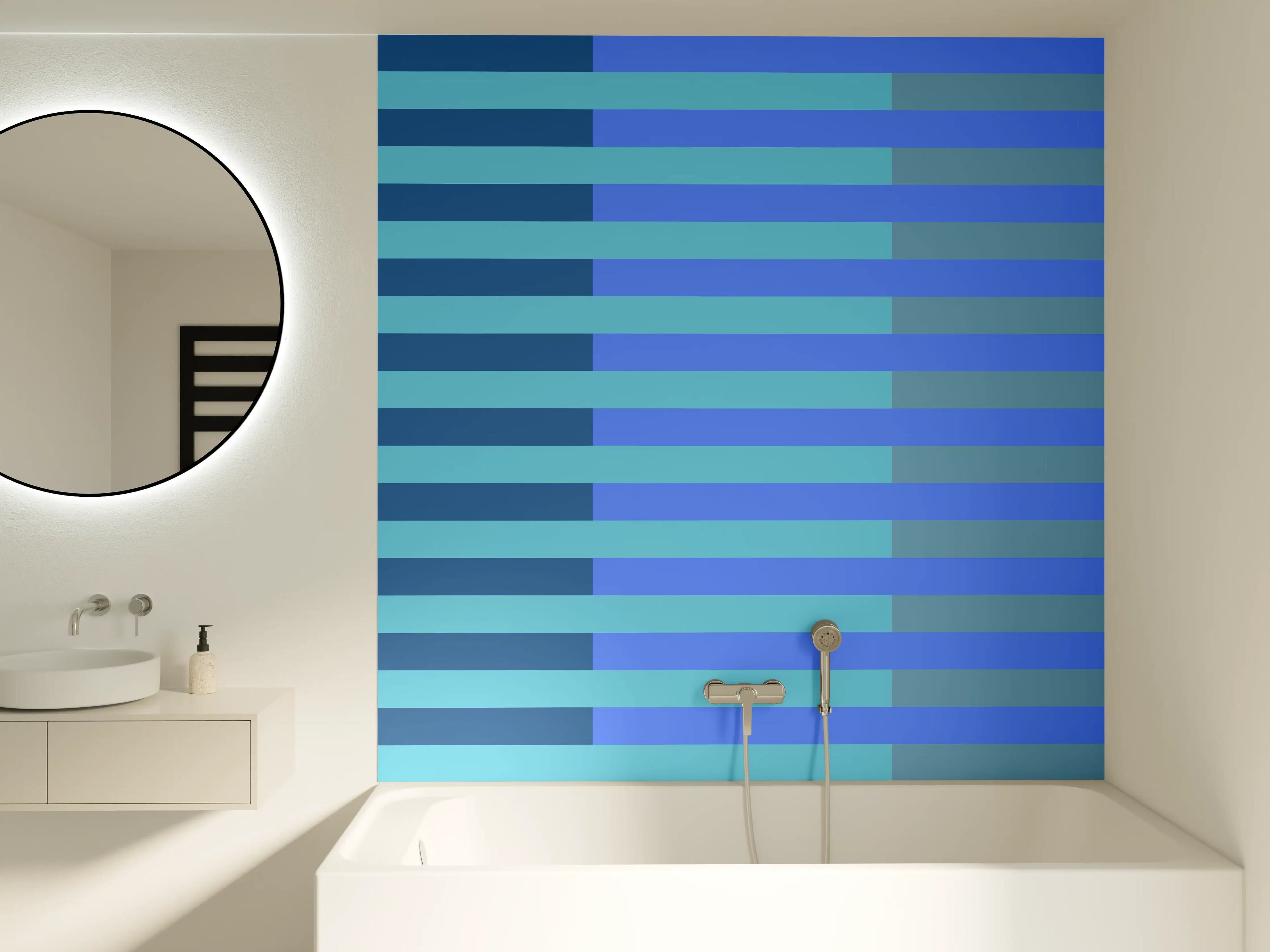 Badewannen-Rückwand - The Blues - Multy Stripes - Cornflower