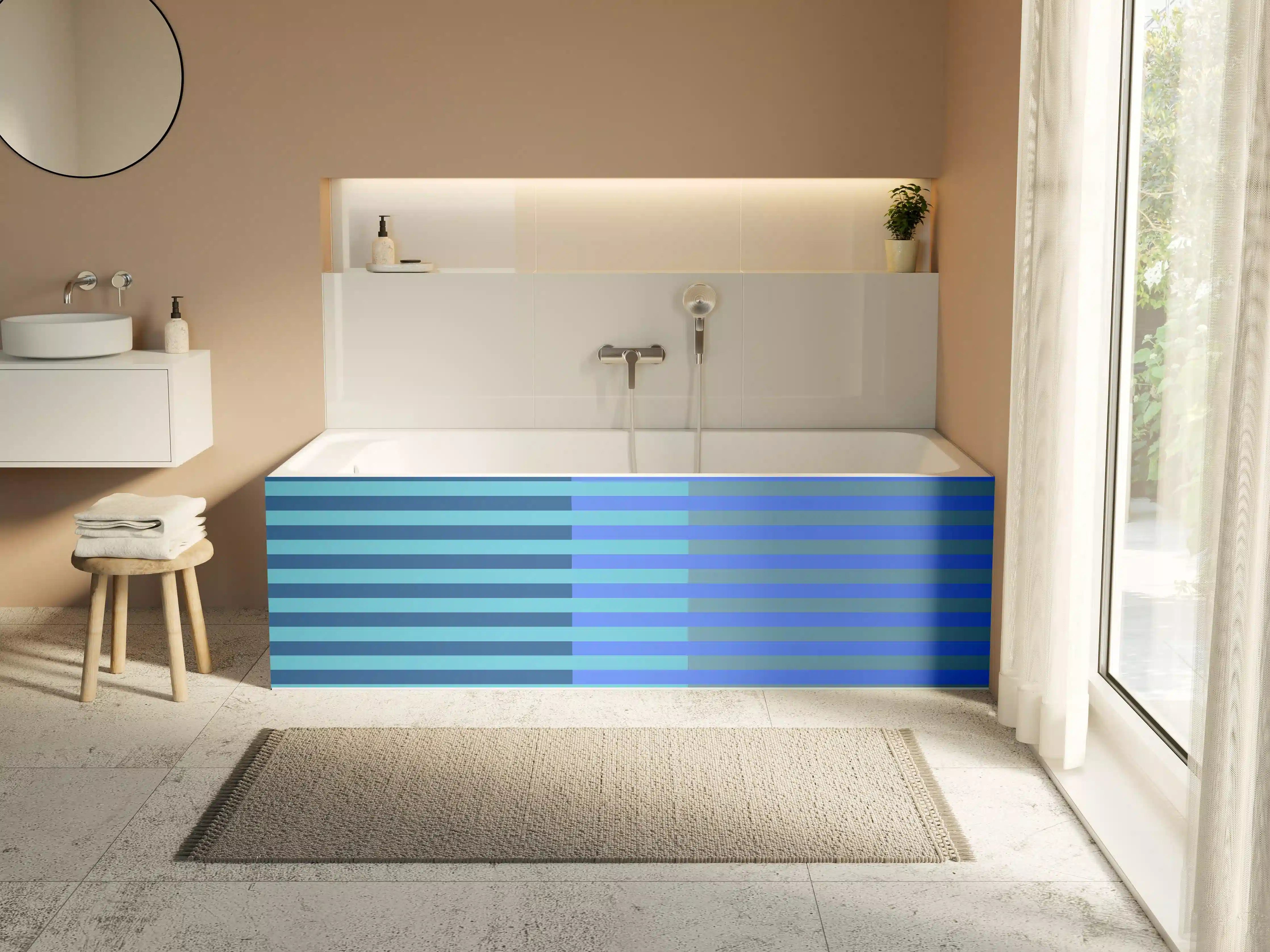 Badewannen-Rückwand - The Blues - Multy Stripes - Cornflower