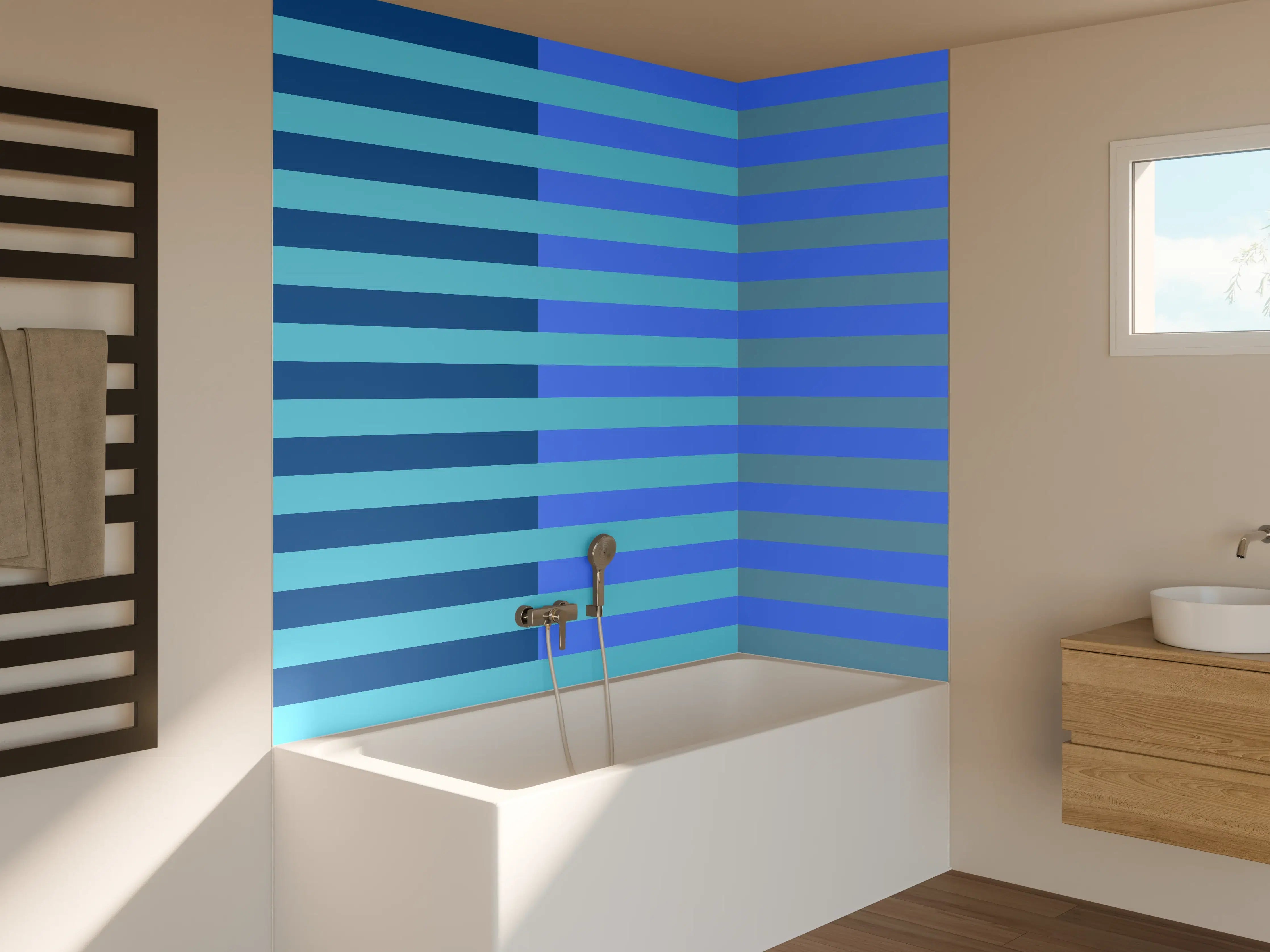 Badewannen-Rückwand - The Blues - Multy Stripes - Cornflower