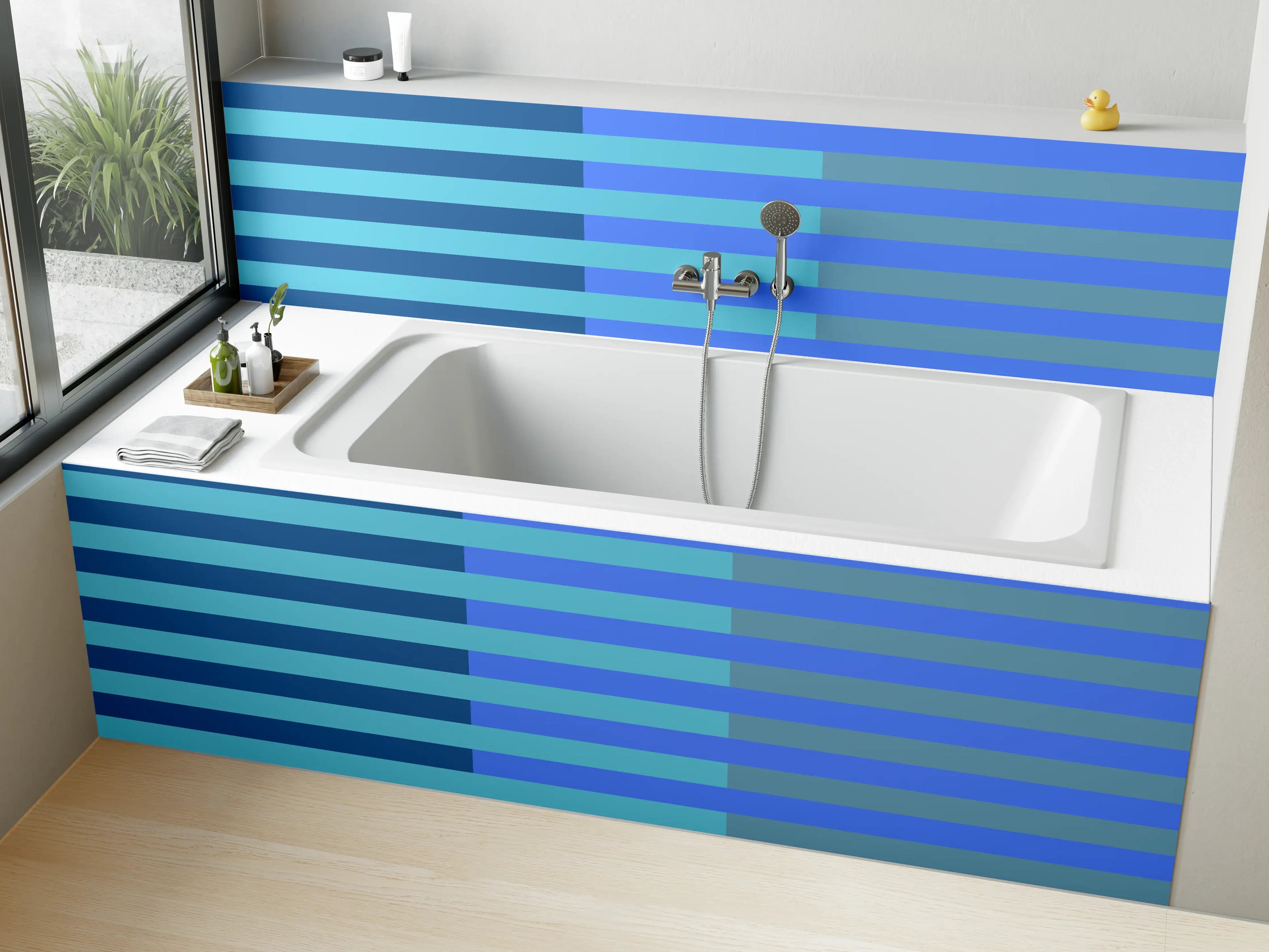 Badewannen-Rückwand - The Blues - Multy Stripes - Cornflower