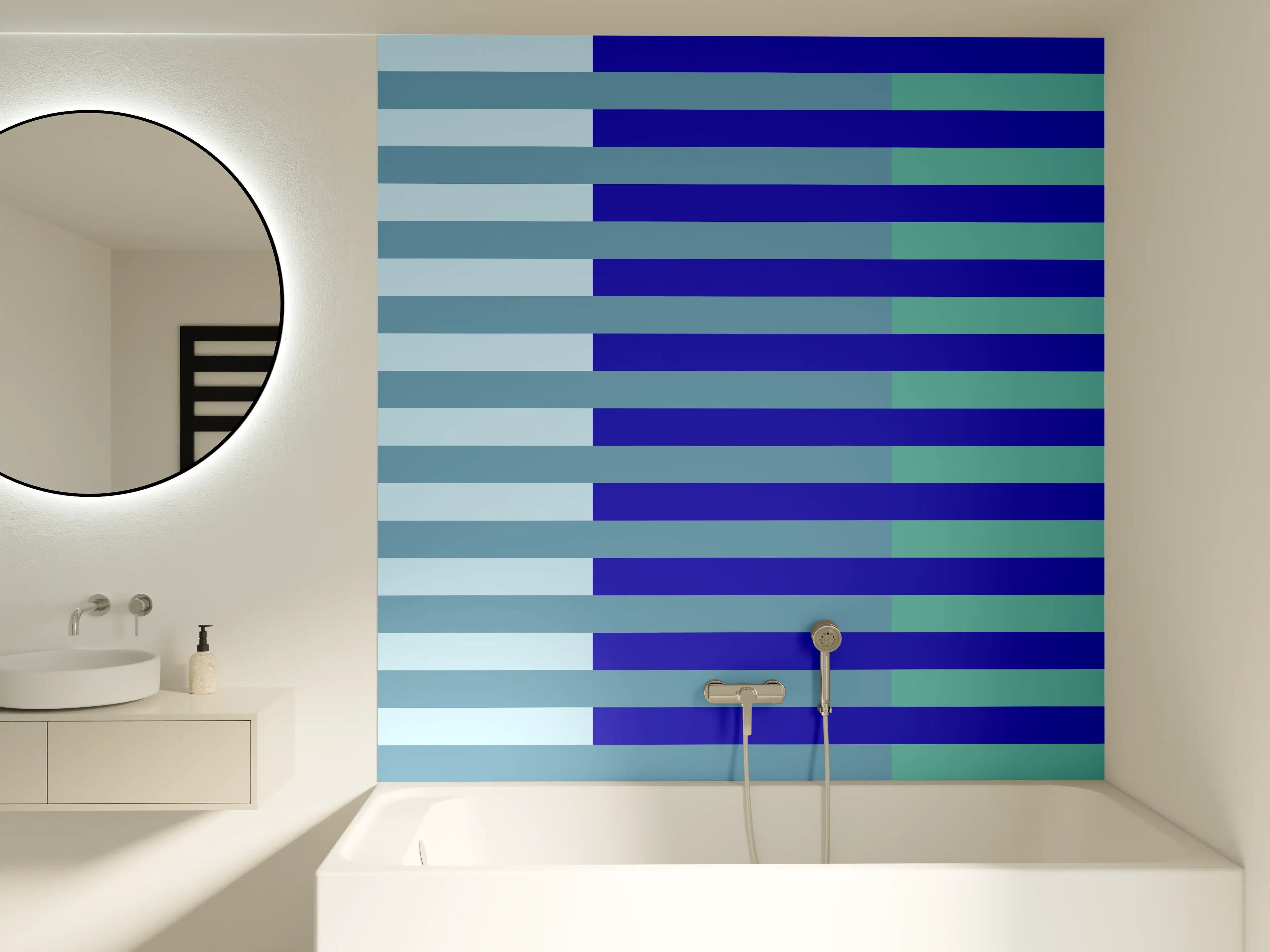 Badewannen-Rückwand - The Blues - Multy Stripes - Ocean