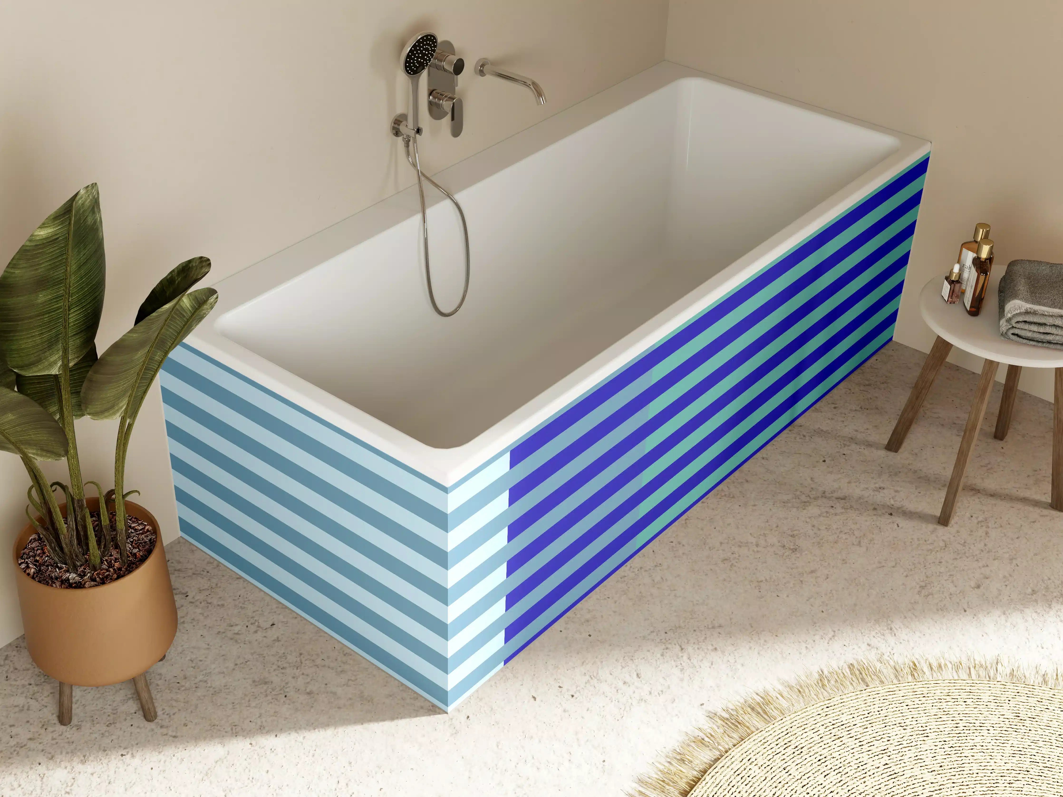 Badewannen-Rückwand - The Blues - Multy Stripes - Ocean