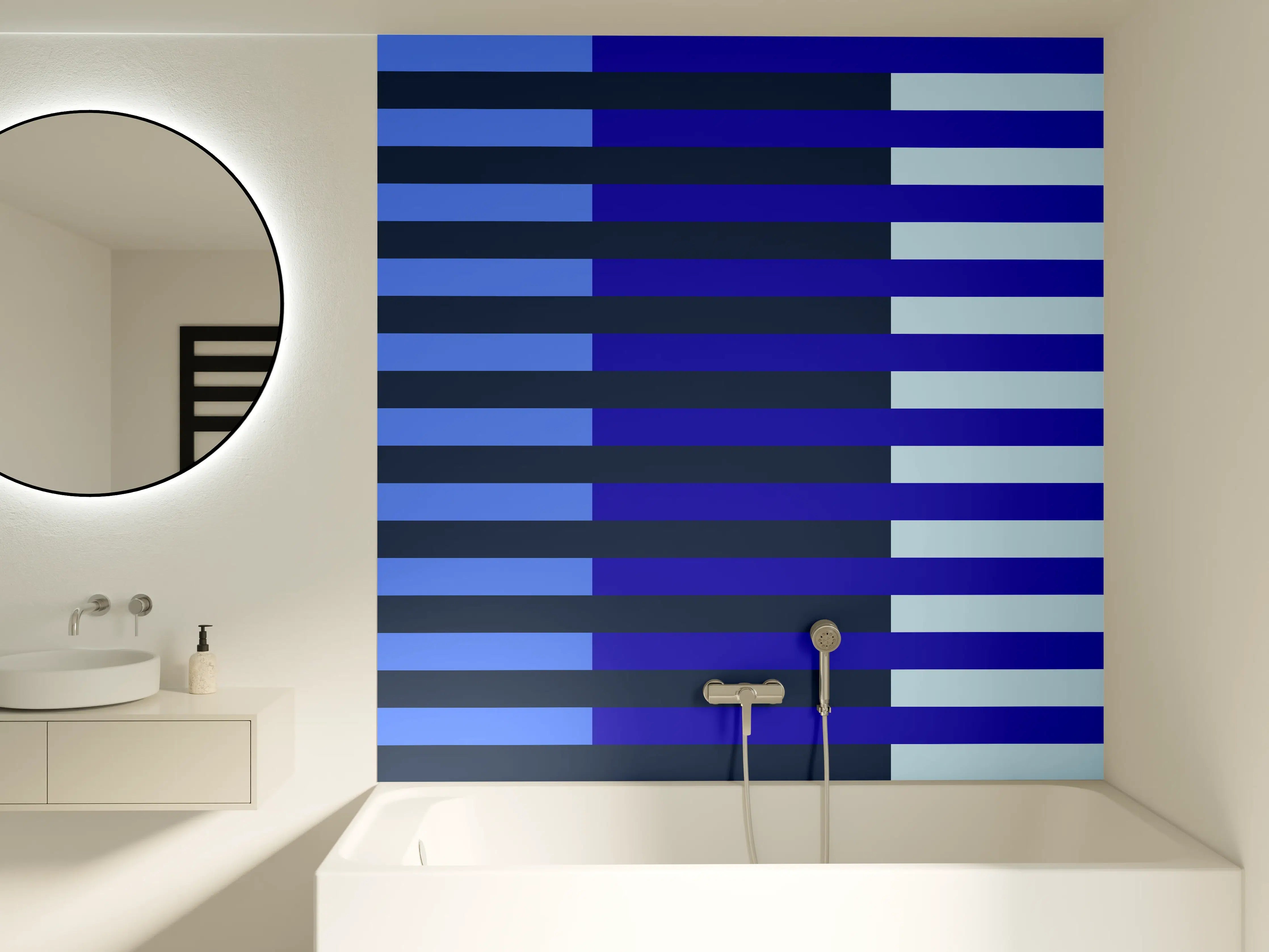 Badewannen-Rückwand - The Blues - Multy Stripes - Waterfall