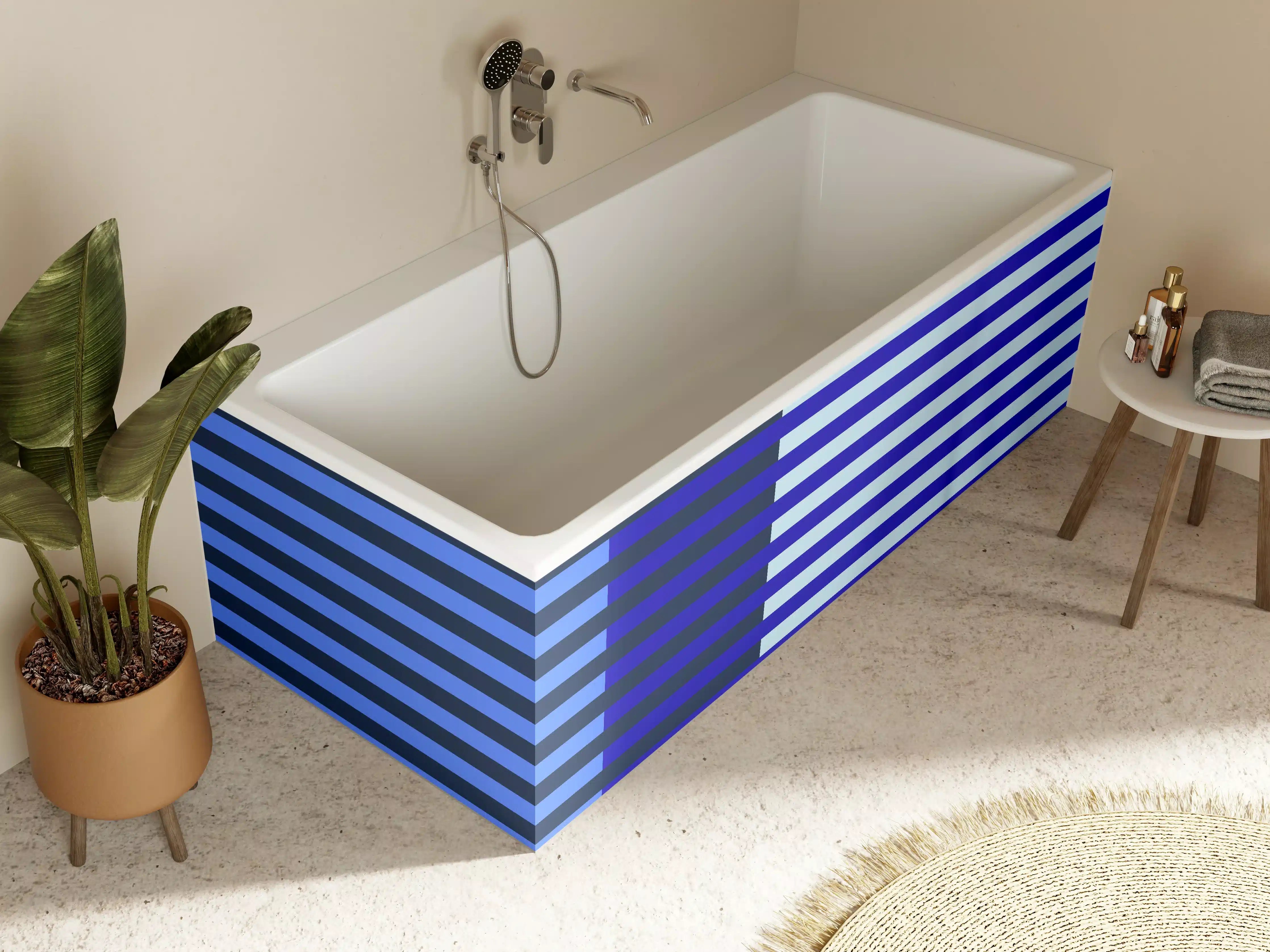 Badewannen-Rückwand - The Blues - Multy Stripes - Waterfall