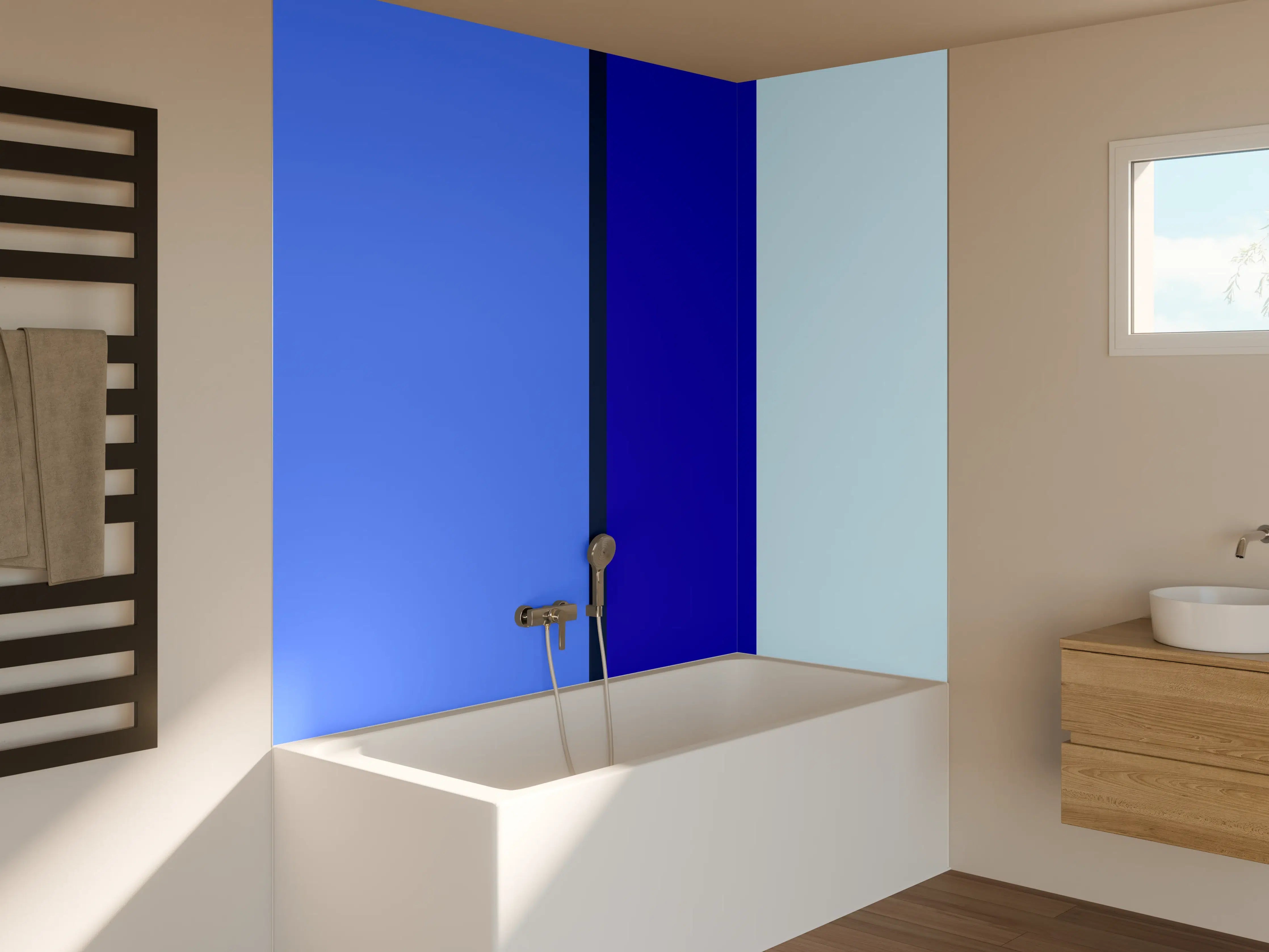 Badewannen-Rückwand - The Blues - Vertical - Waterfall