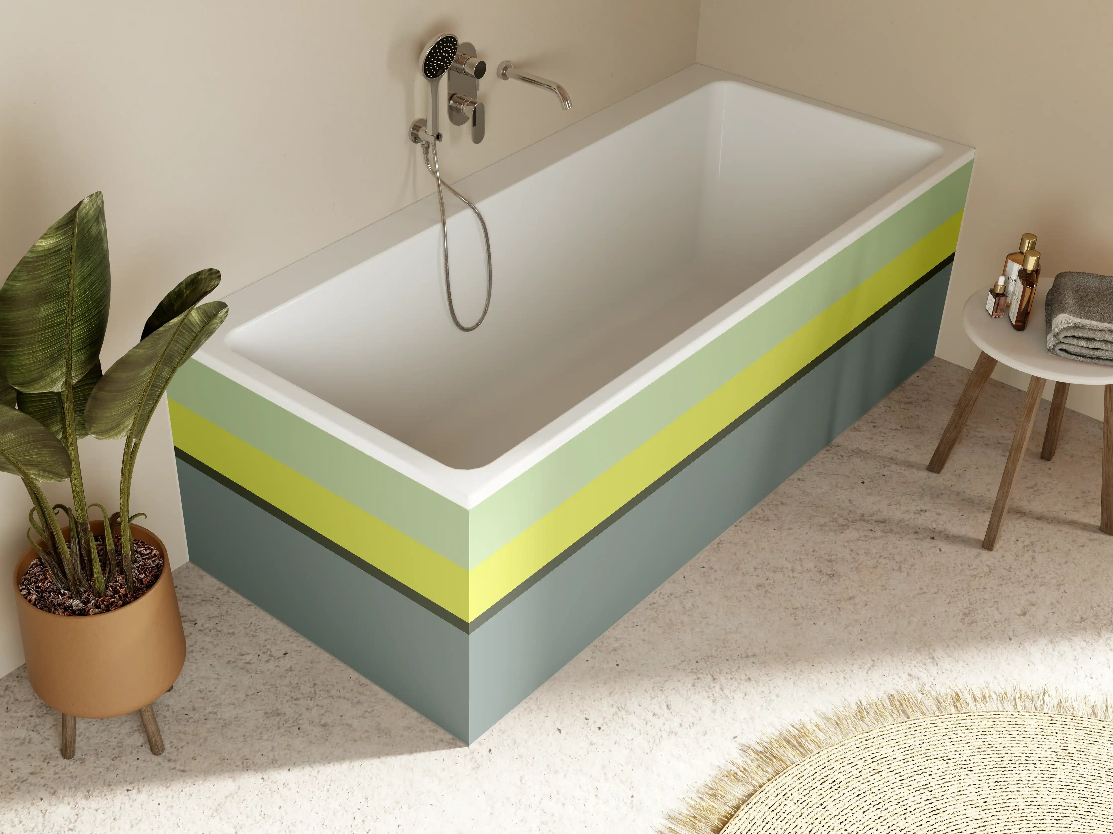 Badewannen-Rückwand - The Greens - Horizontal - Matcha