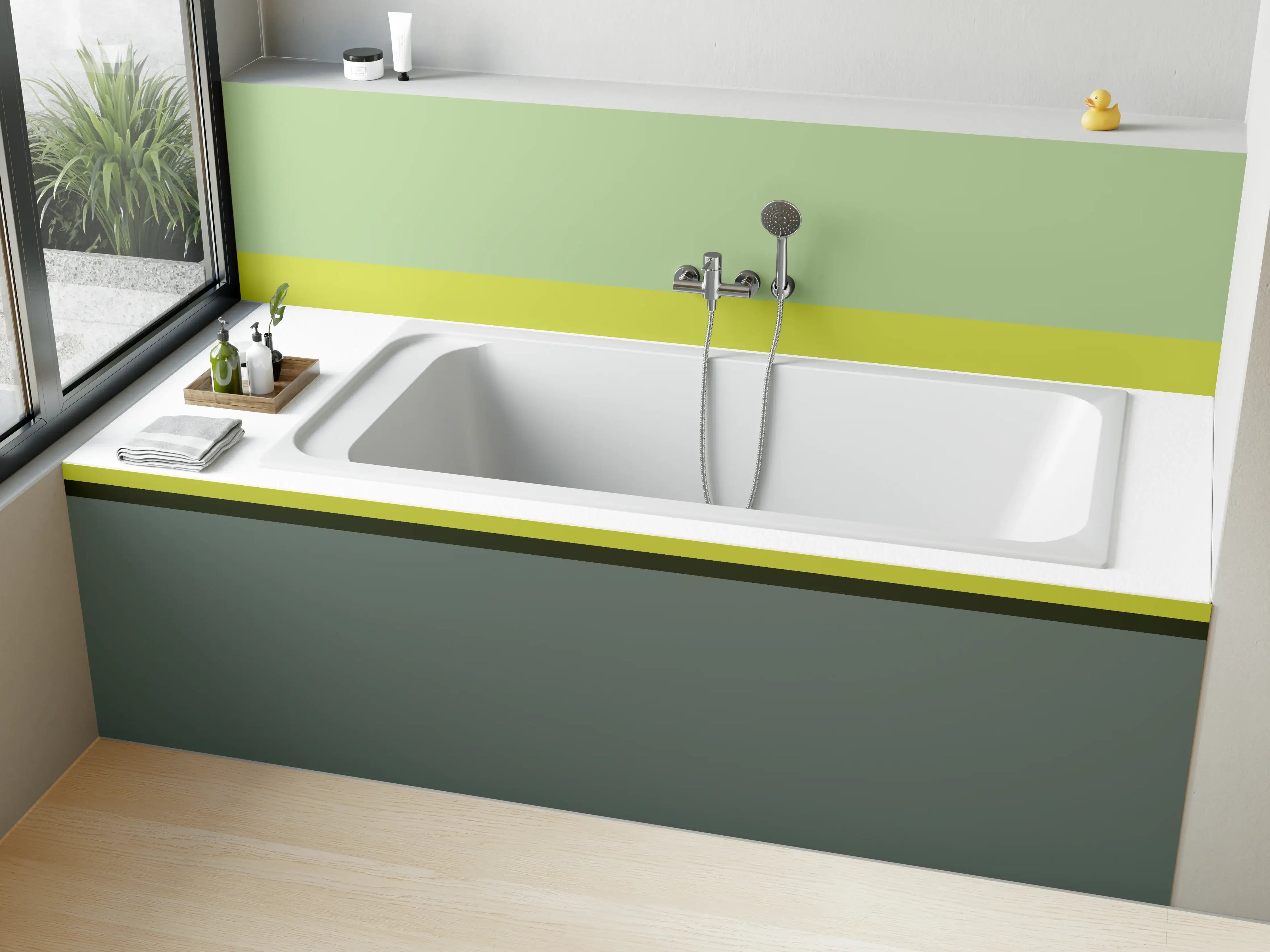 Badewannen-Rückwand - The Greens - Horizontal - Matcha