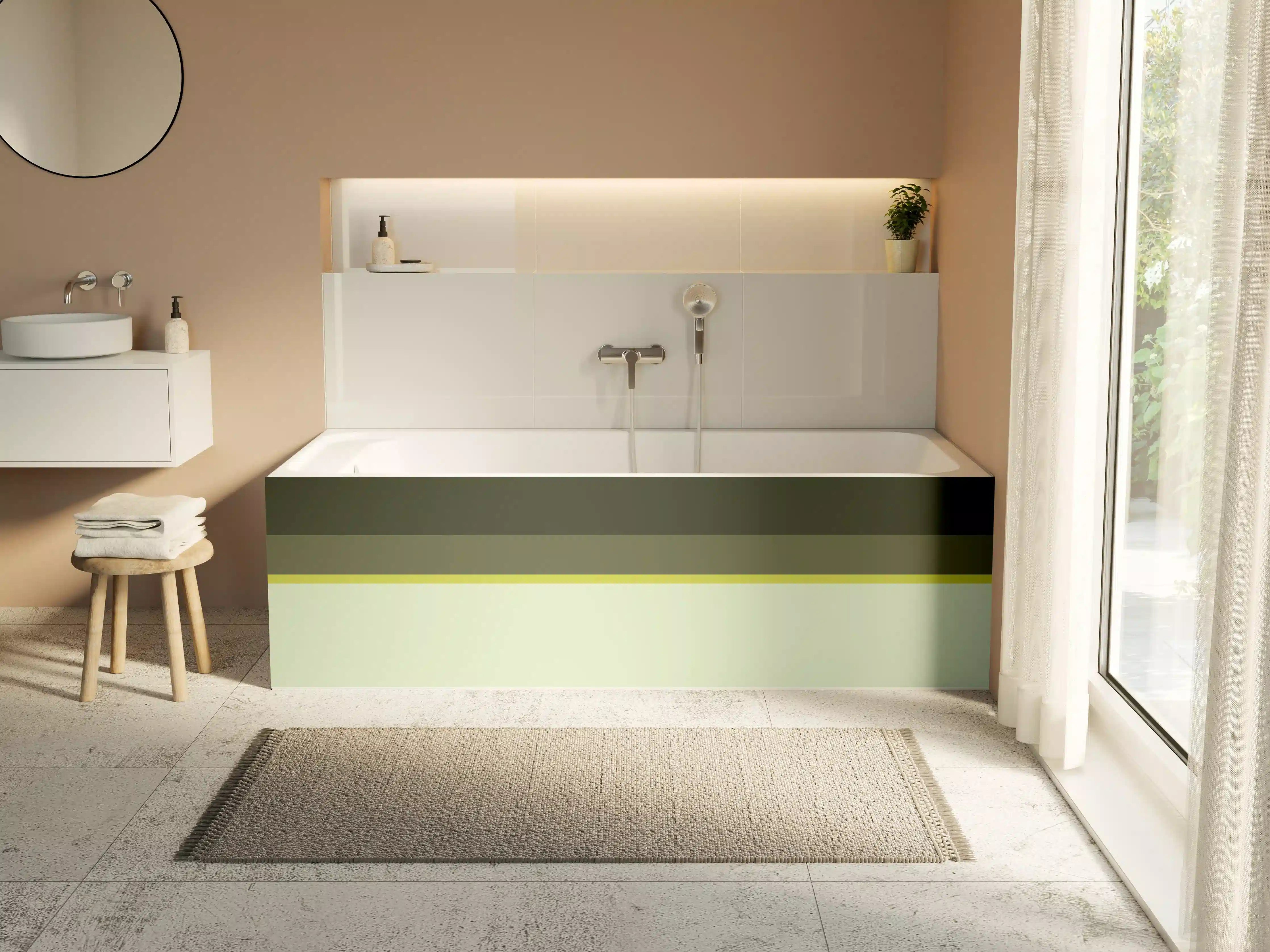 Badewannen-Rückwand - The Greens - Horizontal - Olive