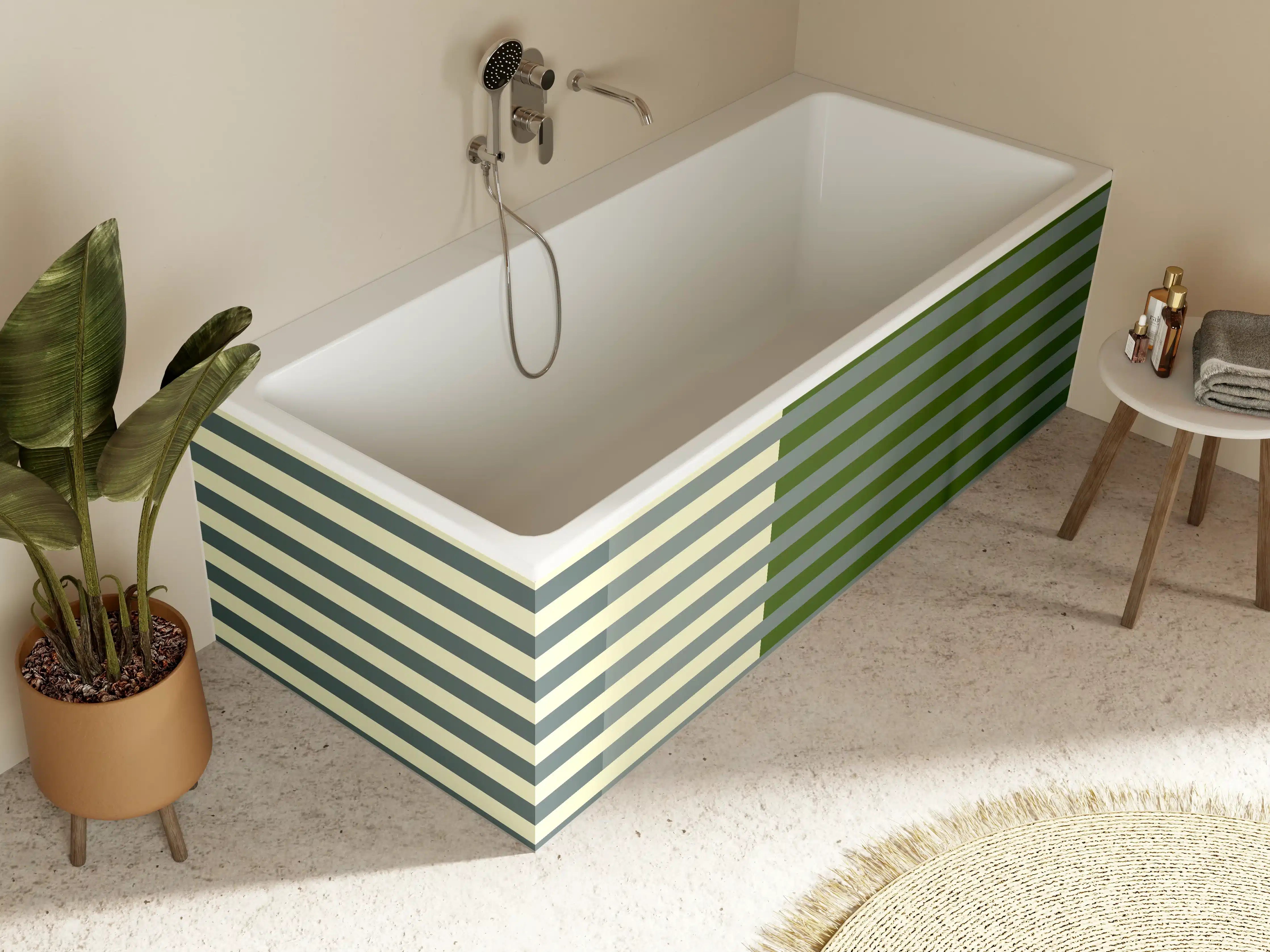 Badewannen-Rückwand - The Greens - Multy Stripes - Avocado