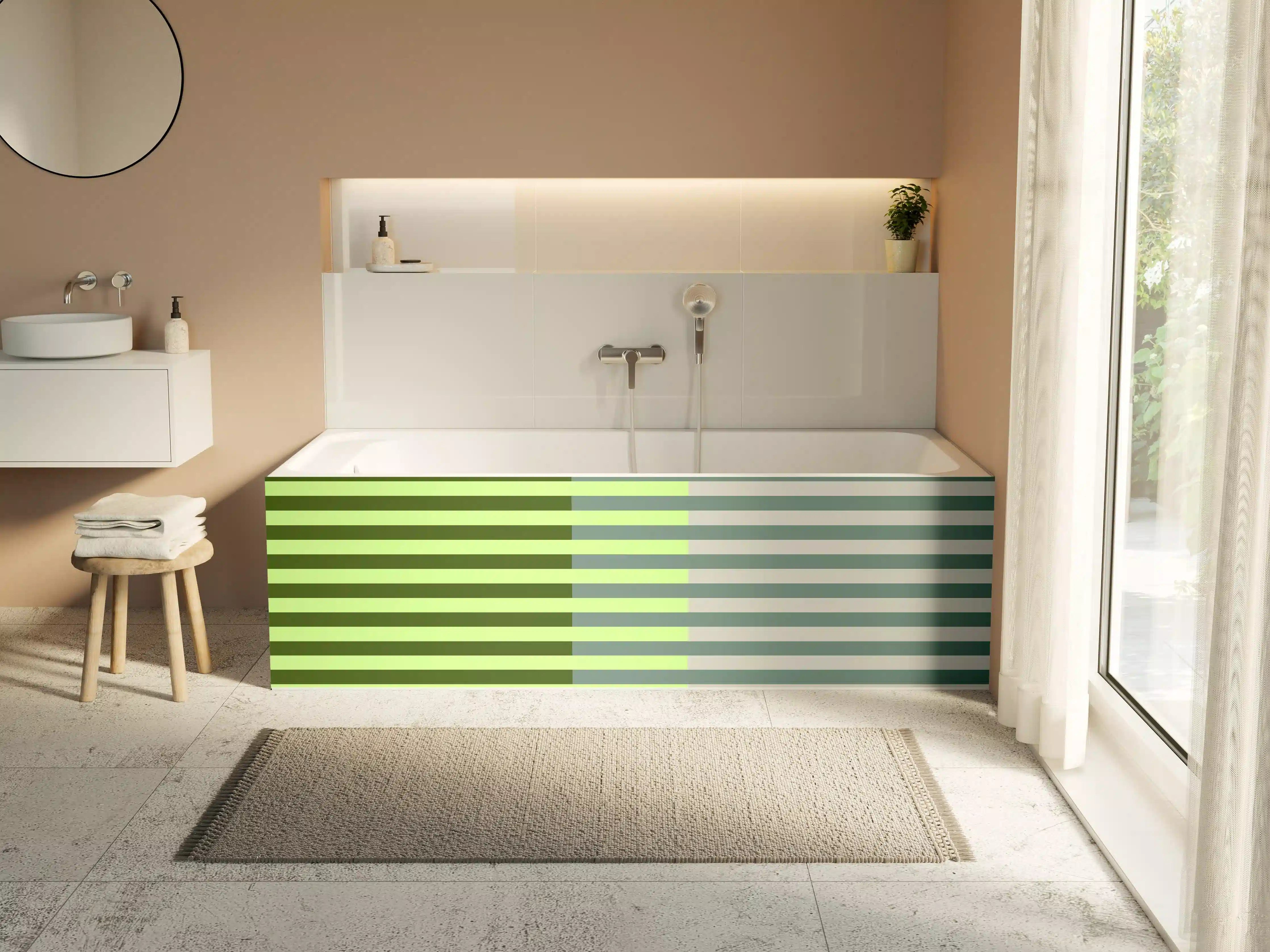 Badewannen-Rückwand - The Greens - Multy Stripes - Granny Smith