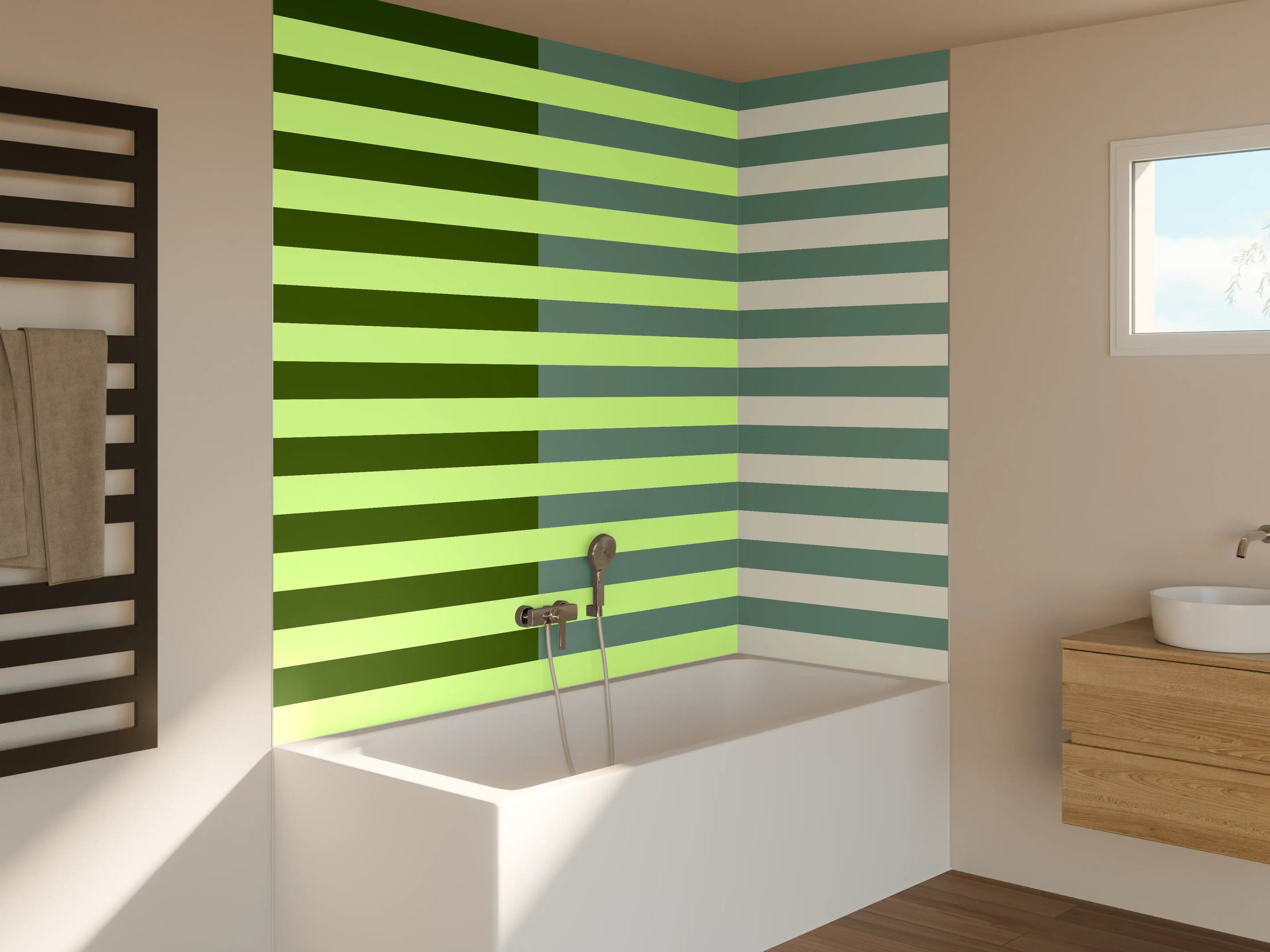 Badewannen-Rückwand - The Greens - Multy Stripes - Granny Smith
