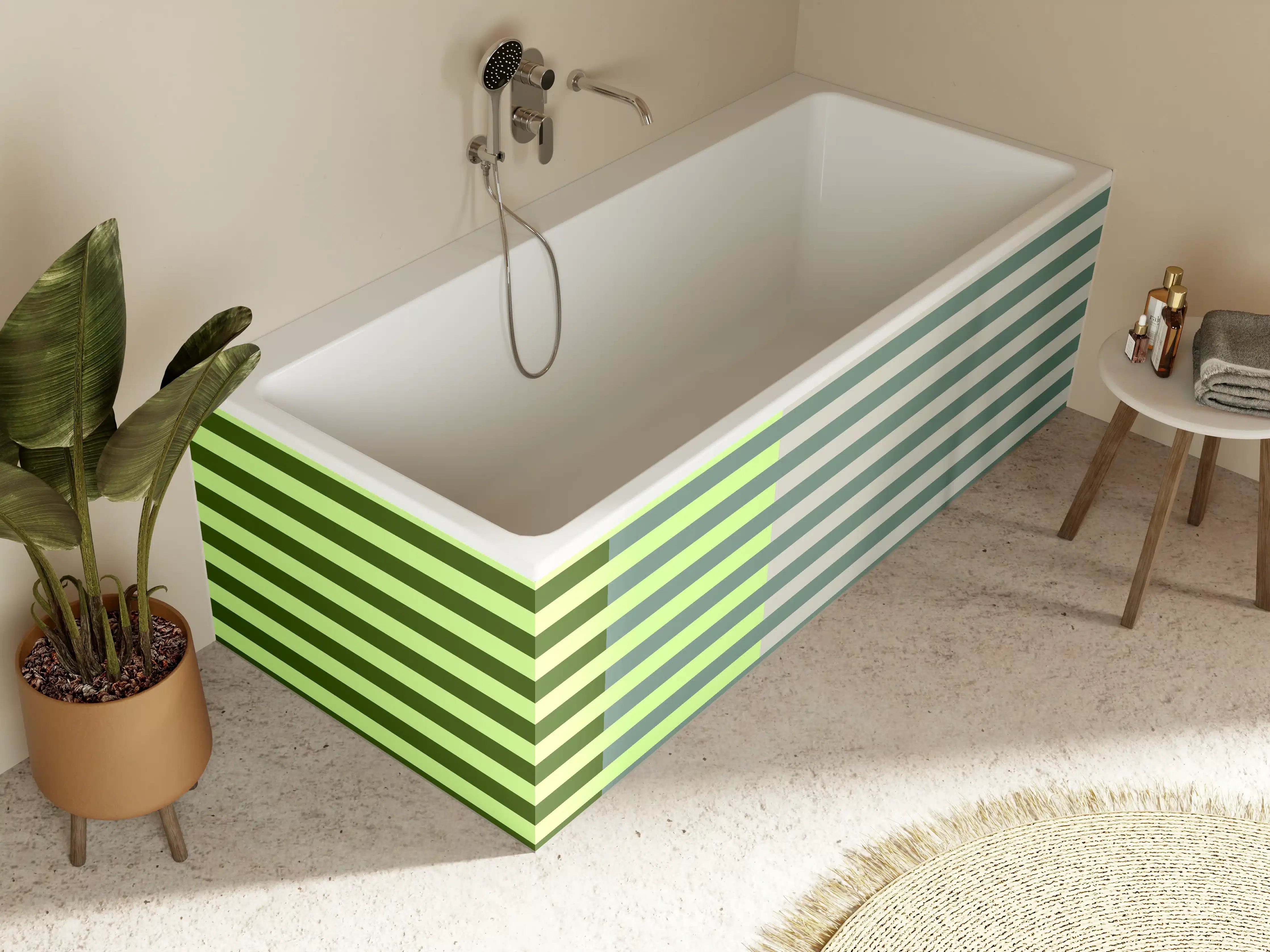 Badewannen-Rückwand - The Greens - Multy Stripes - Granny Smith