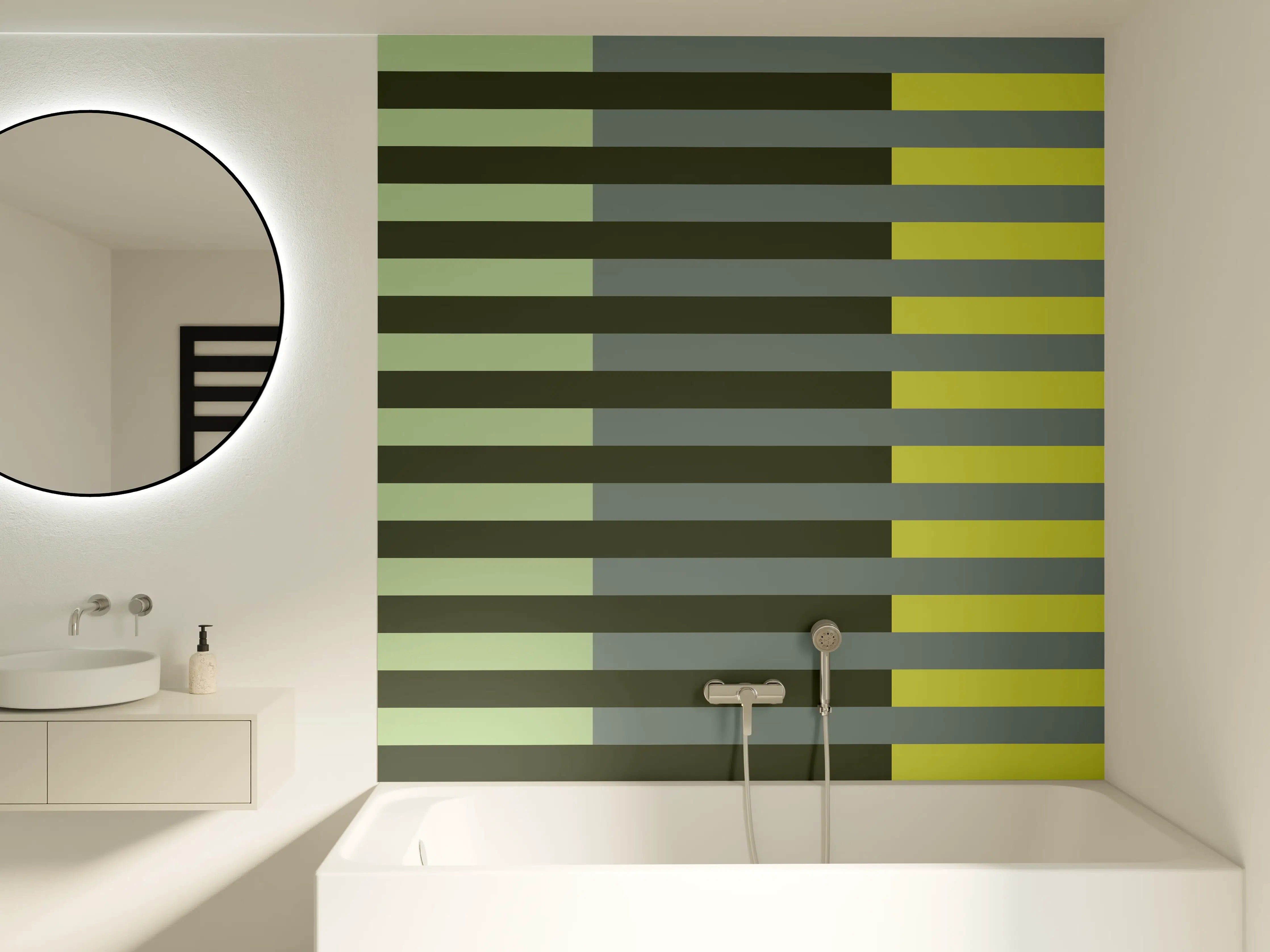 Badewannen-Rückwand - The Greens - Multy Stripes - Matcha