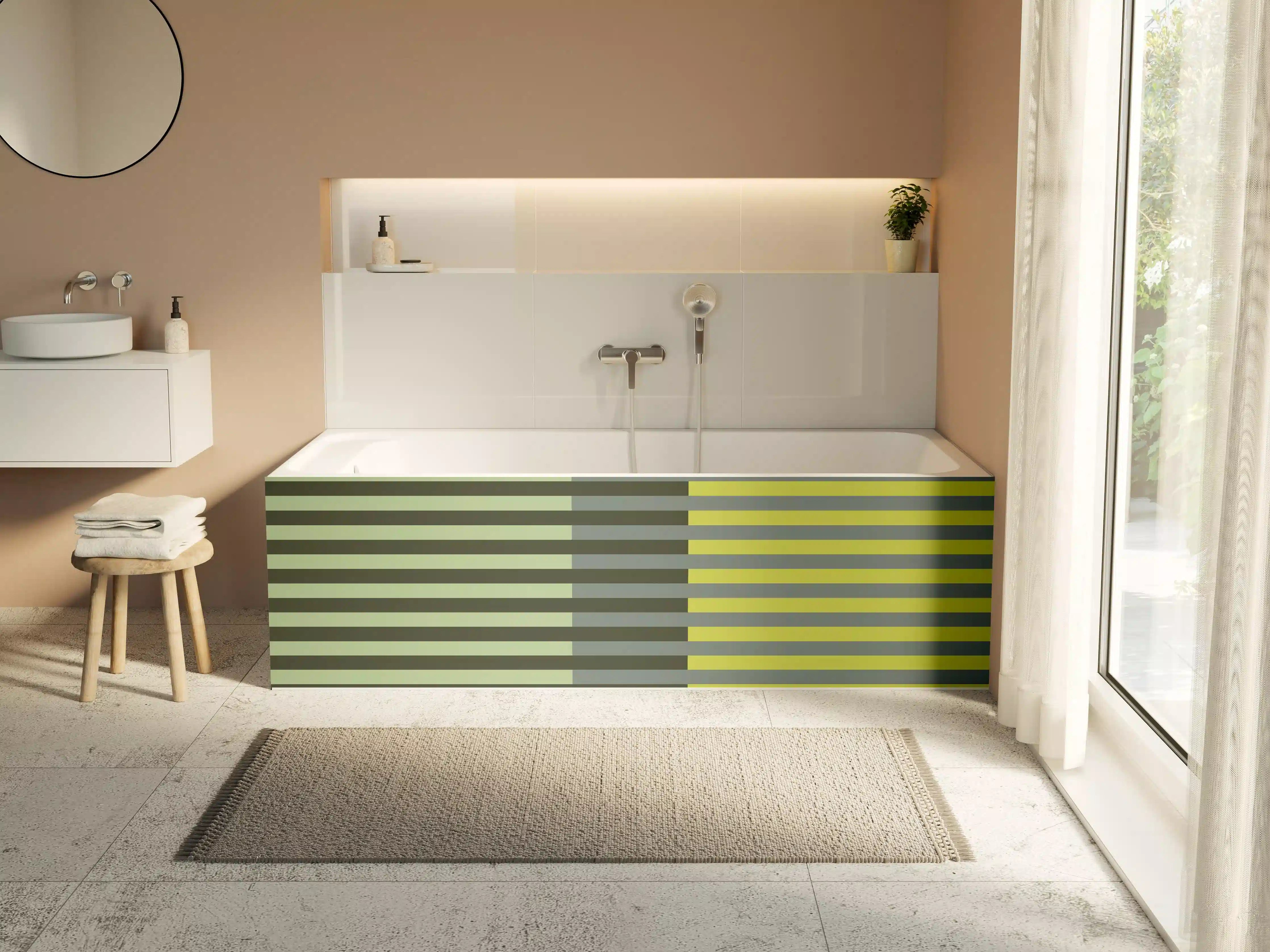 Badewannen-Rückwand - The Greens - Multy Stripes - Matcha