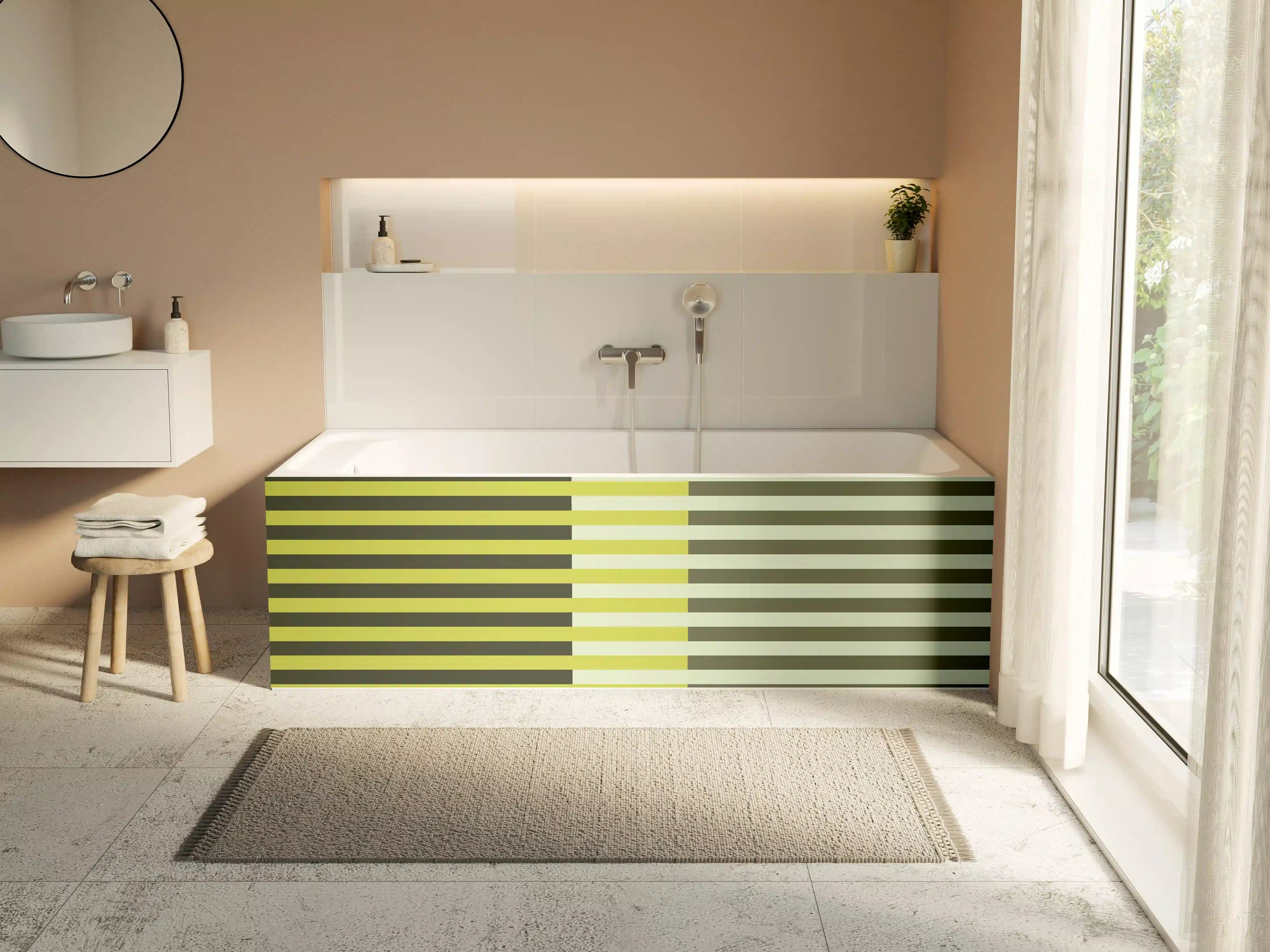 Badewannen-Rückwand - The Greens - Multy Stripes - Olive