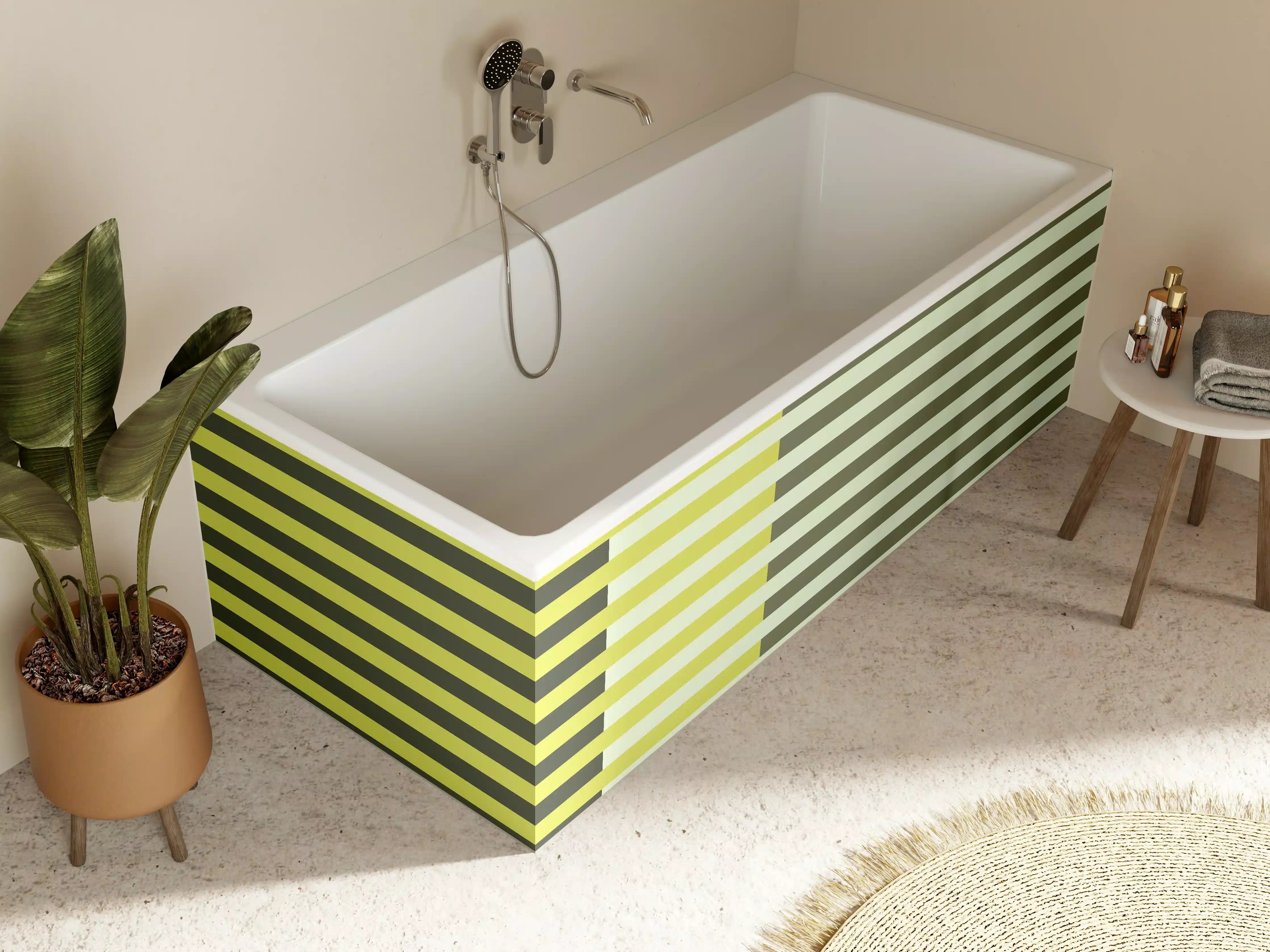 Badewannen-Rückwand - The Greens - Multy Stripes - Olive