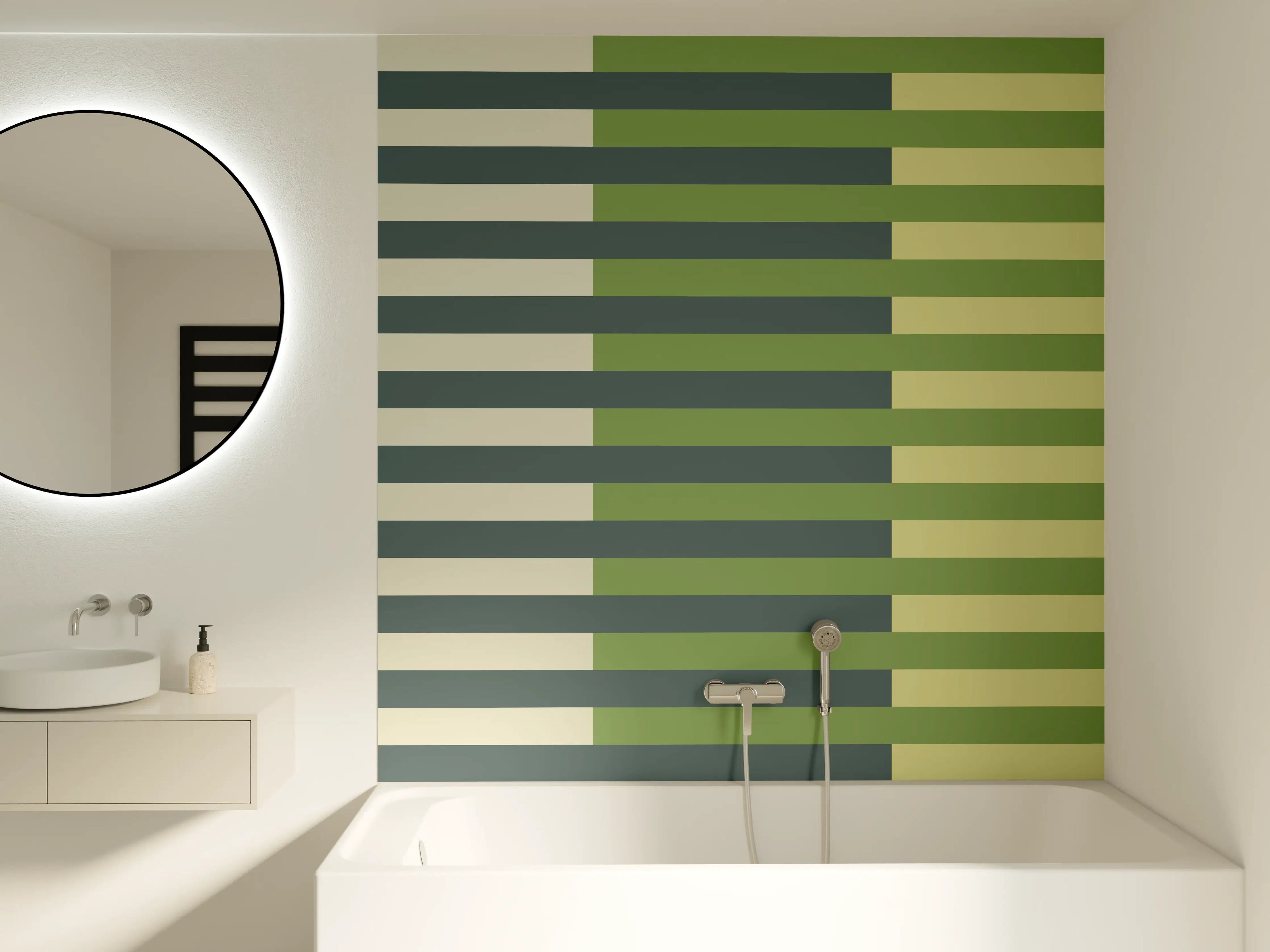 Badewannen-Rückwand - The Greens - Multy Stripes - Pistachio