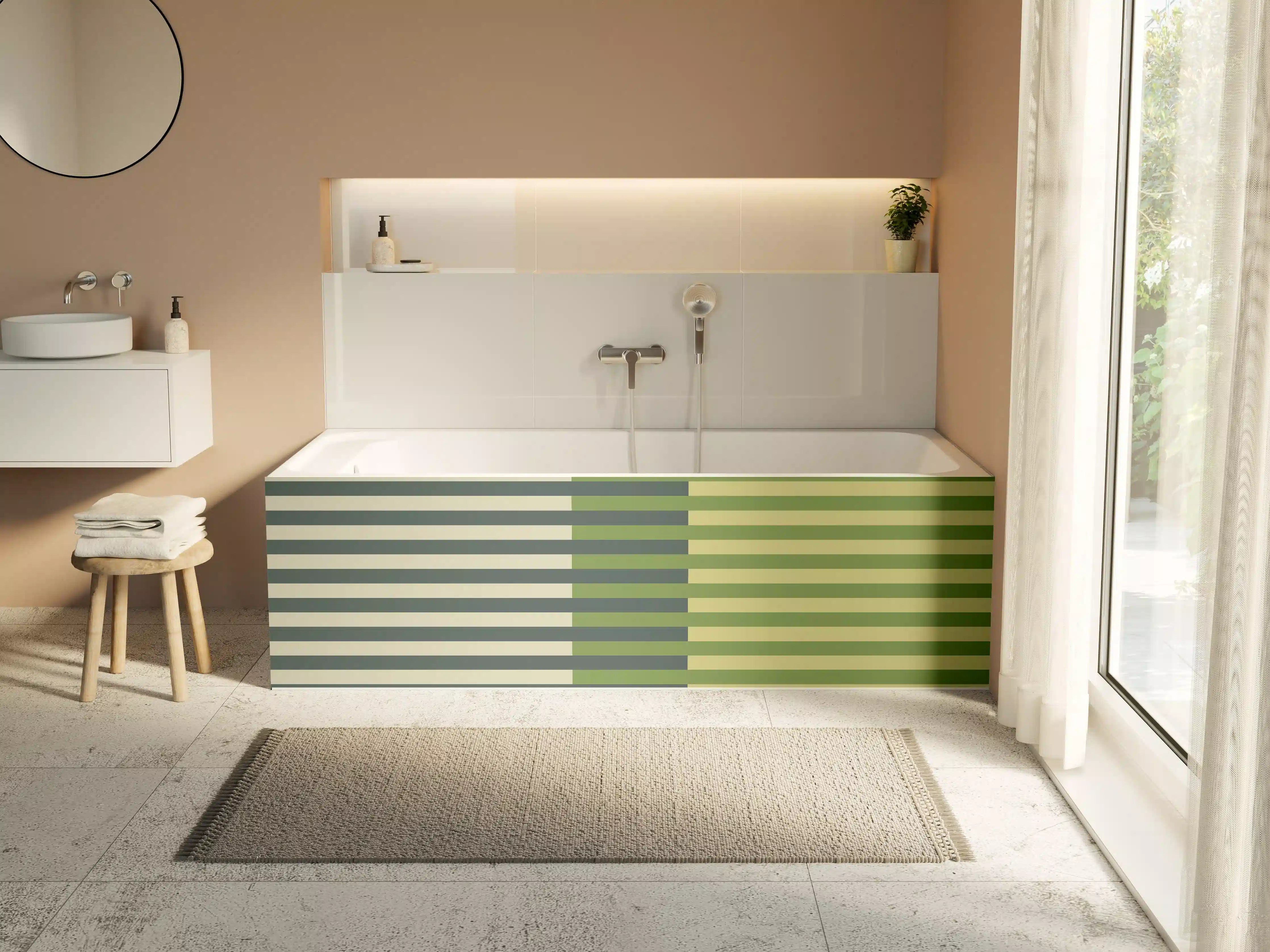 Badewannen-Rückwand - The Greens - Multy Stripes - Pistachio
