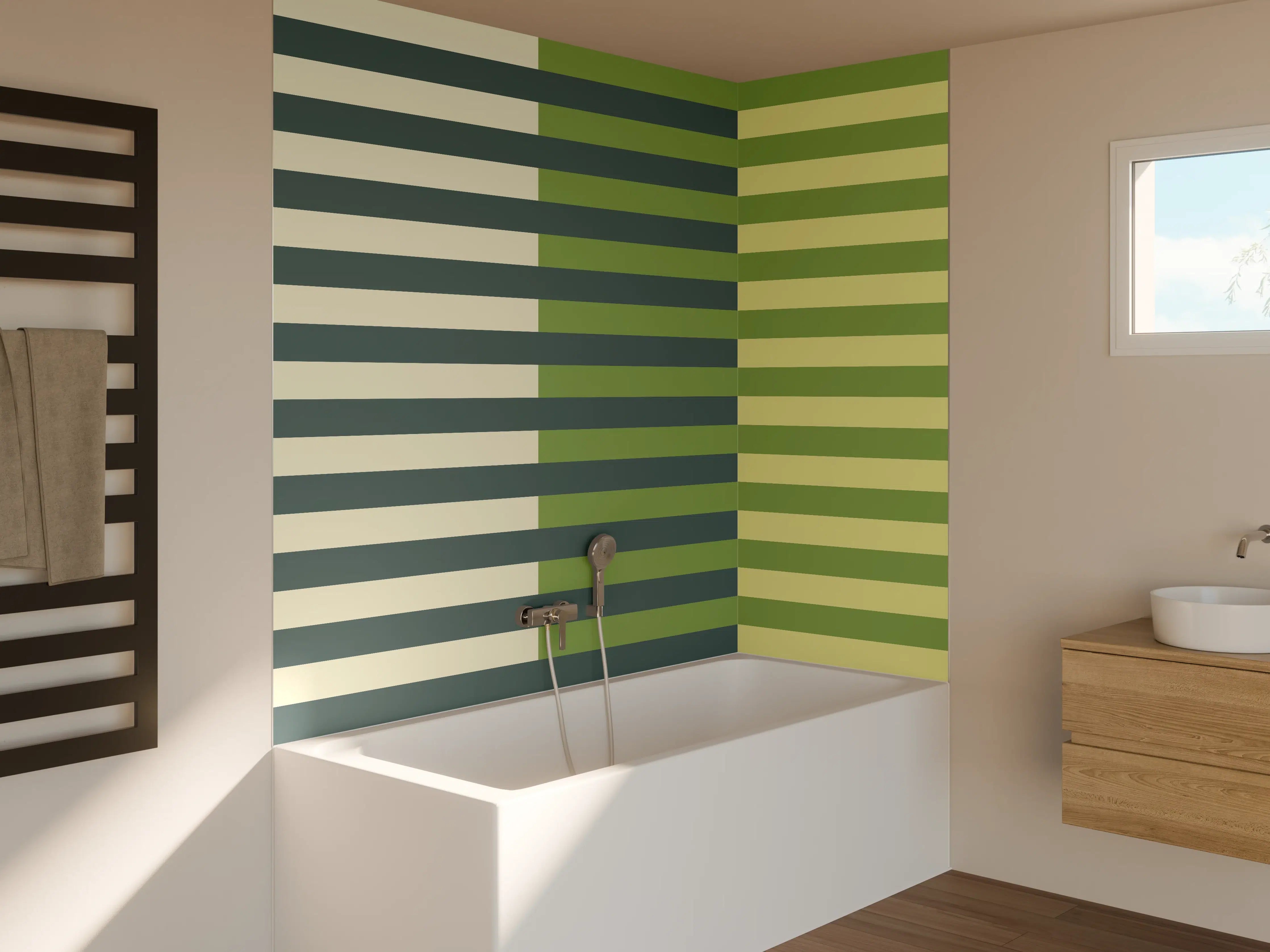 Badewannen-Rückwand - The Greens - Multy Stripes - Pistachio