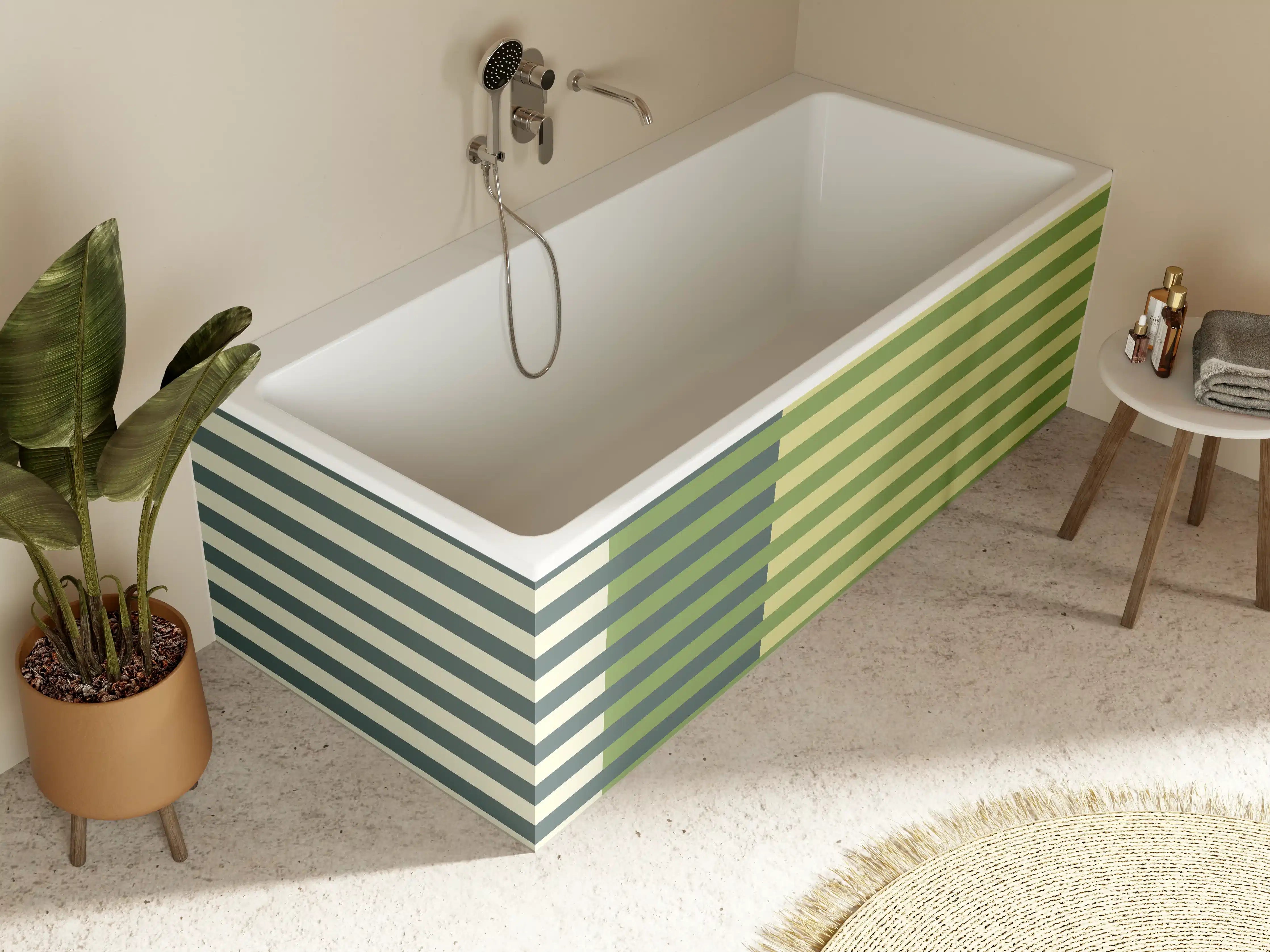 Badewannen-Rückwand - The Greens - Multy Stripes - Pistachio