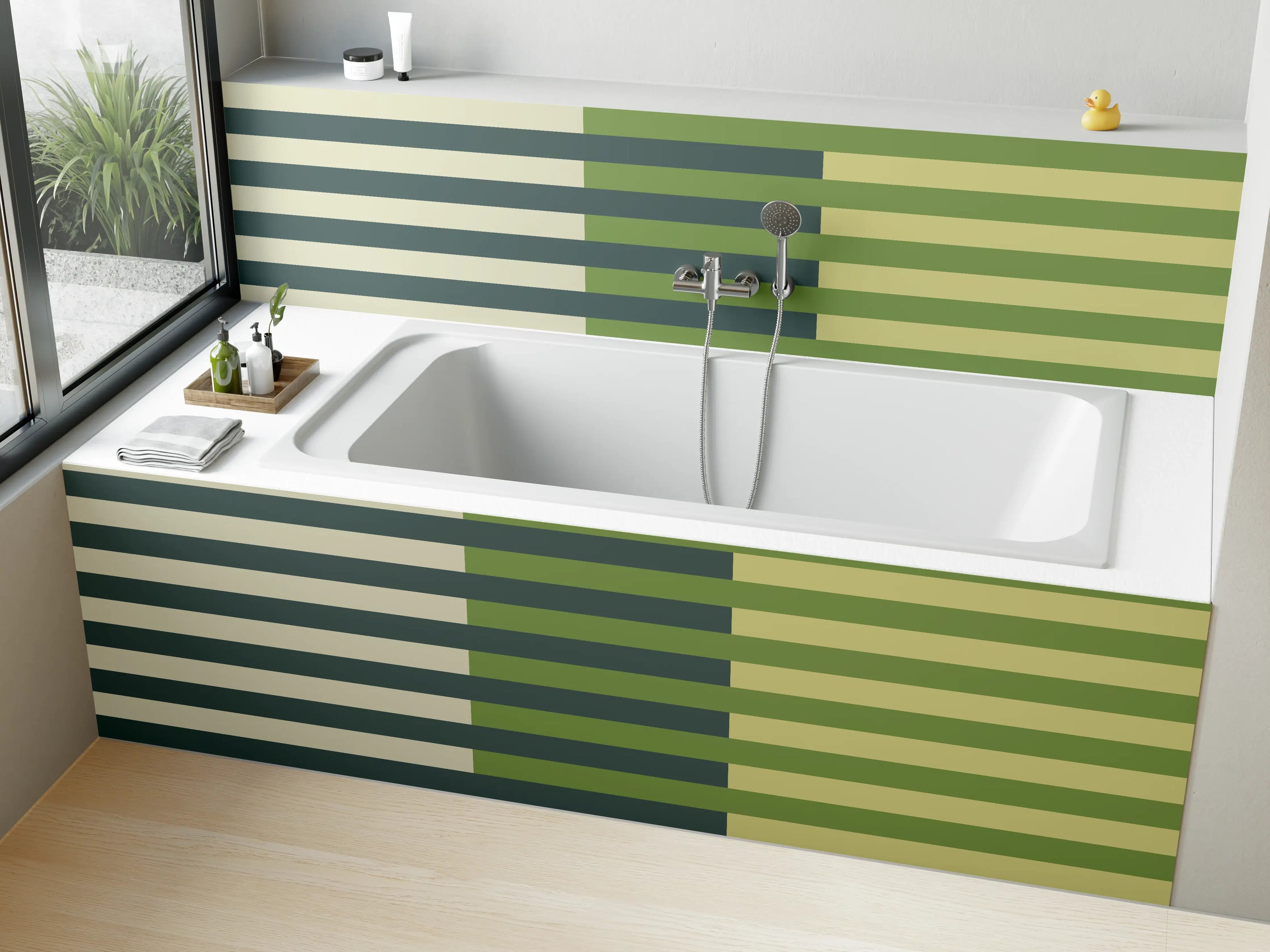 Badewannen-Rückwand - The Greens - Multy Stripes - Pistachio