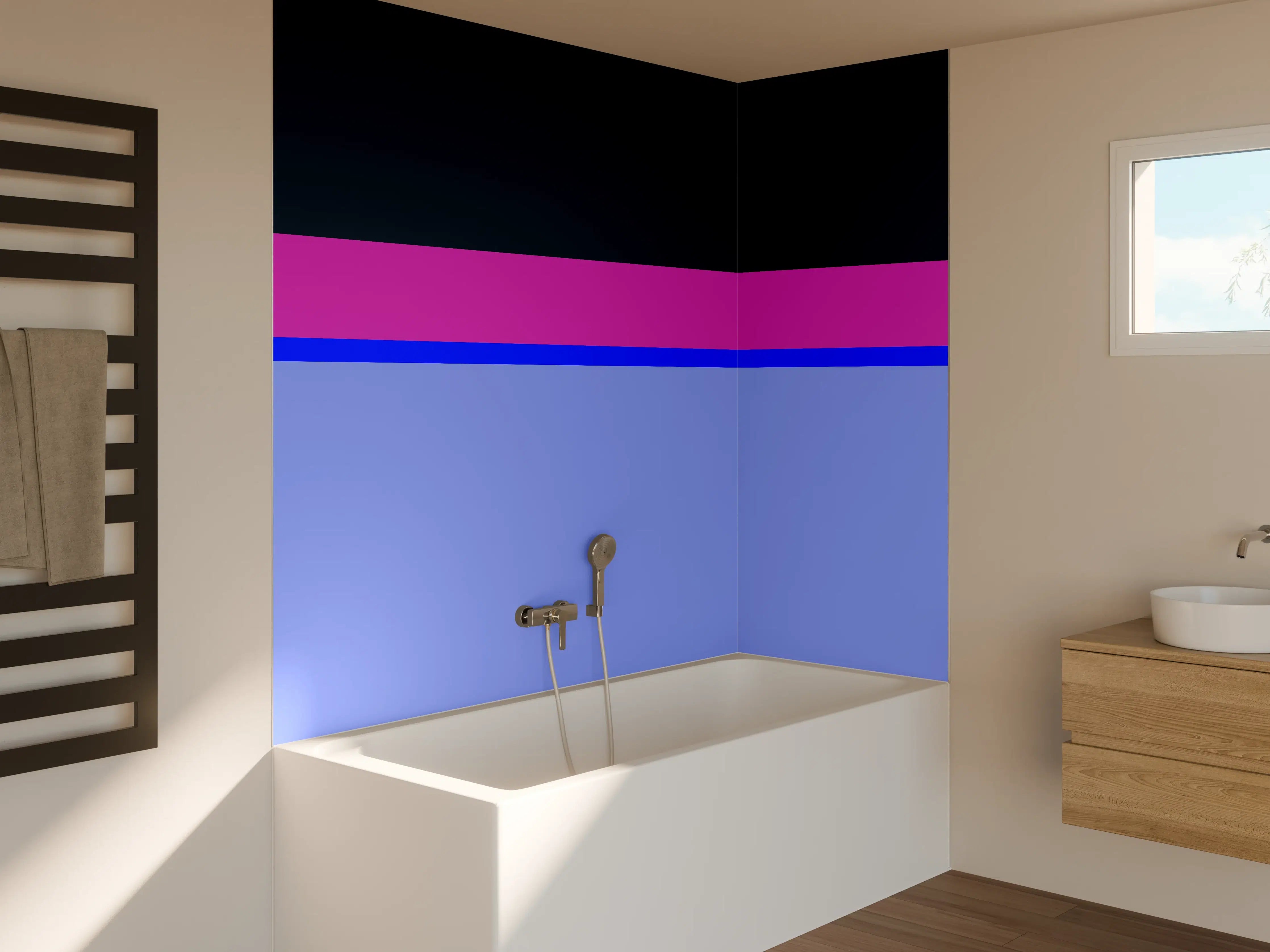 Badewannen-Rückwand - The Neons - Horizontal - Luna