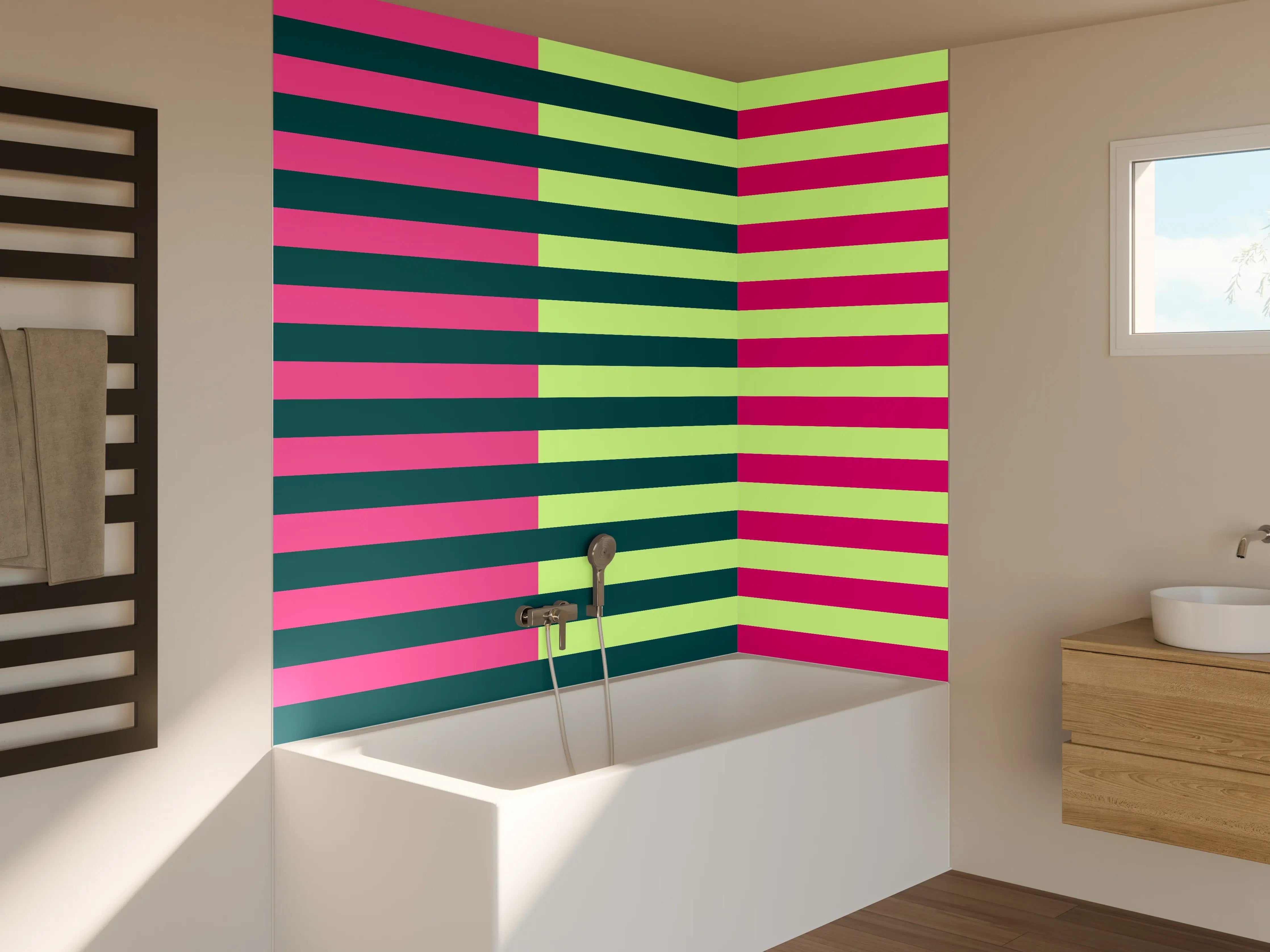 Badewannen-Rückwand - The Neons - Multy Stripes - Lyra