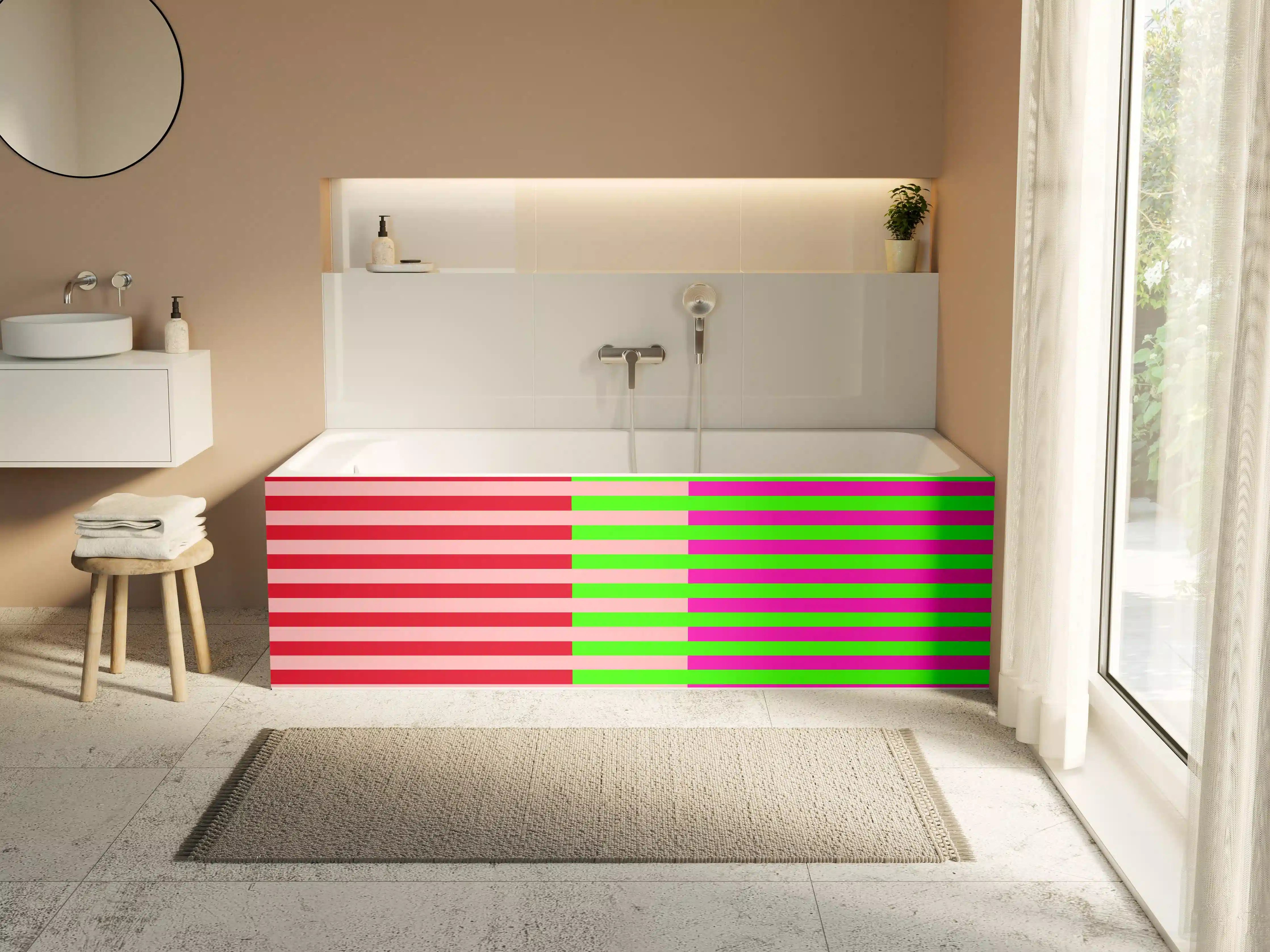 Badewannen-Rückwand - The Neons - Multy Stripes - Nox