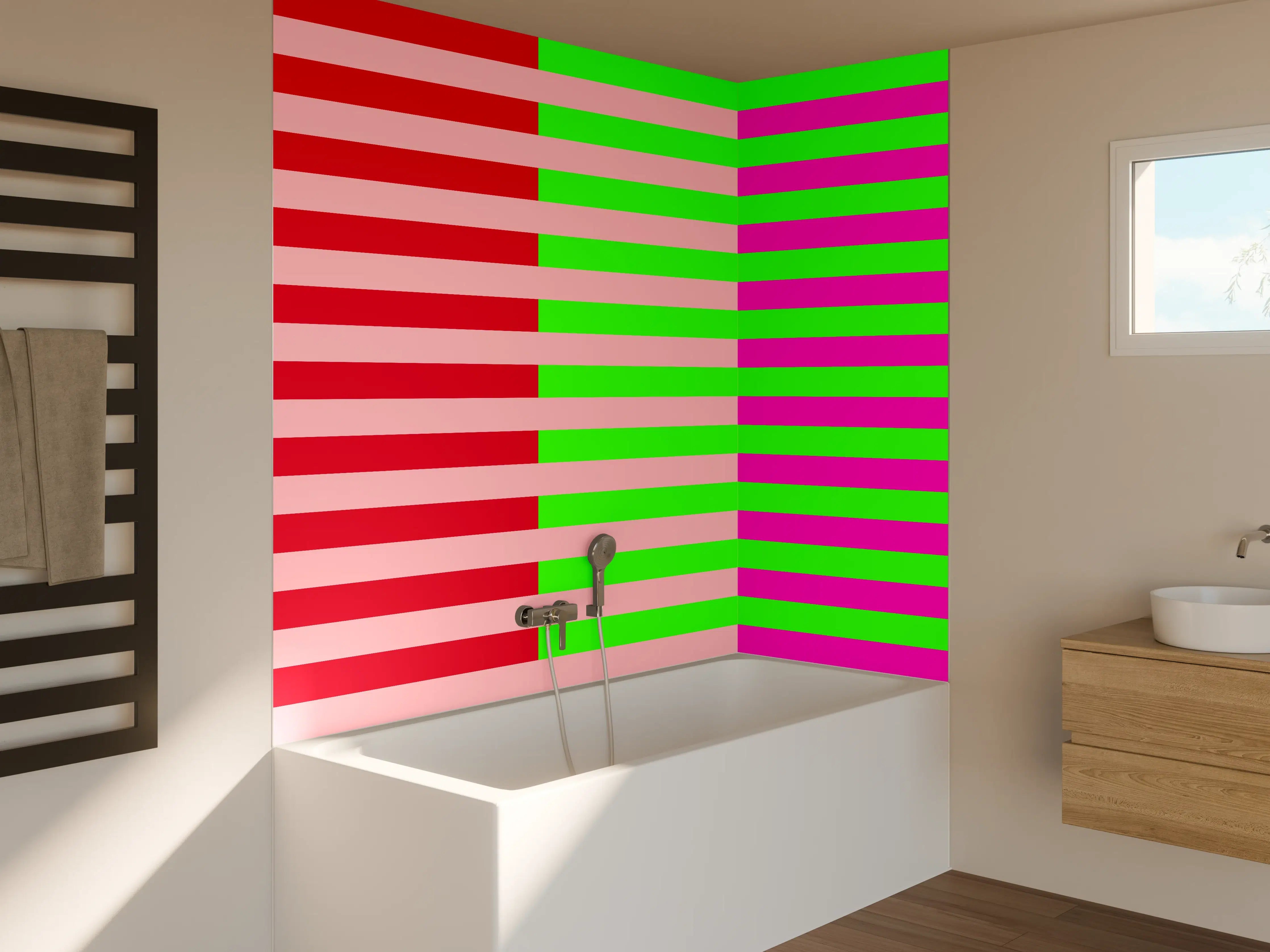 Badewannen-Rückwand - The Neons - Multy Stripes - Nox