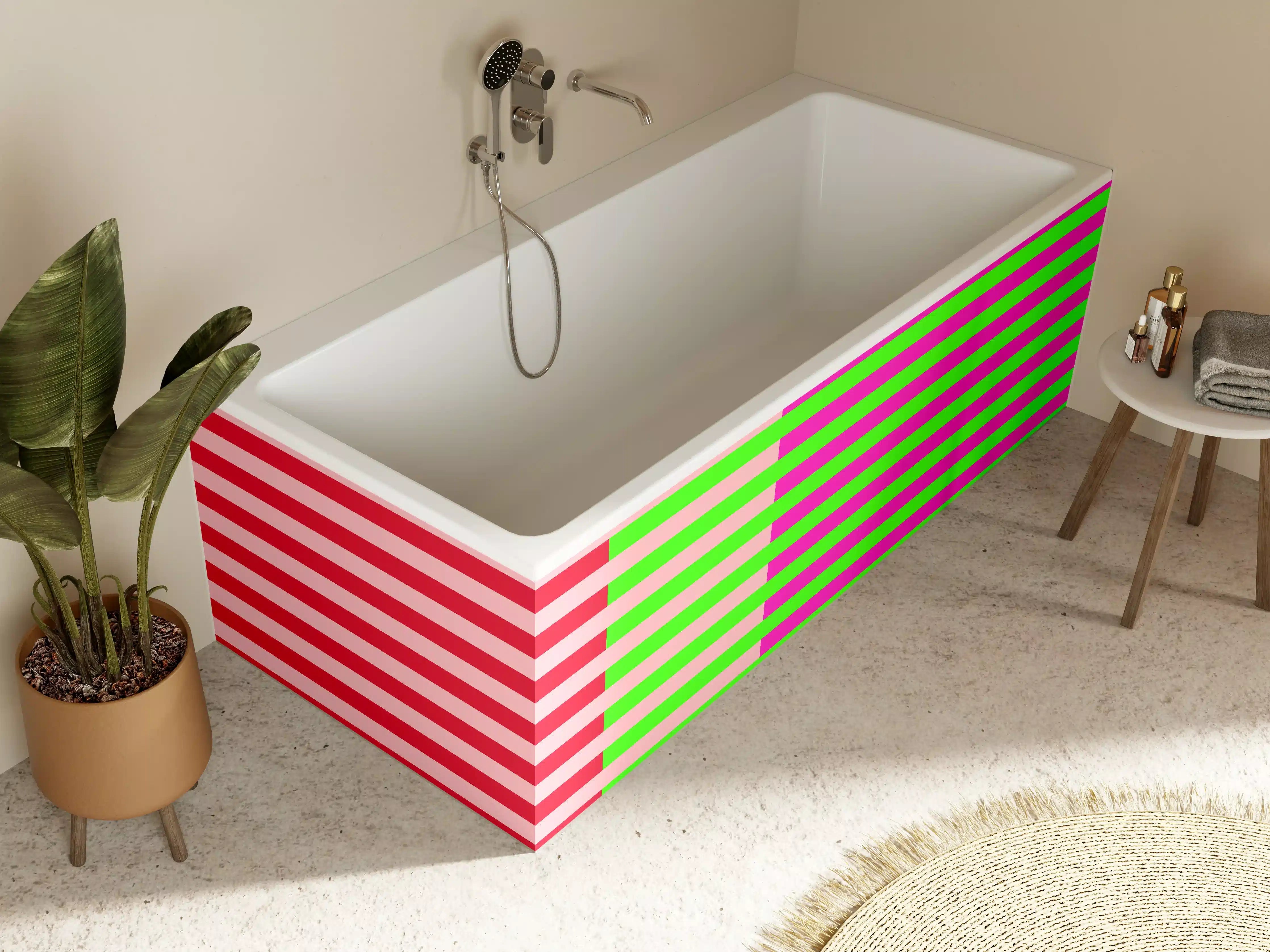 Badewannen-Rückwand - The Neons - Multy Stripes - Nox