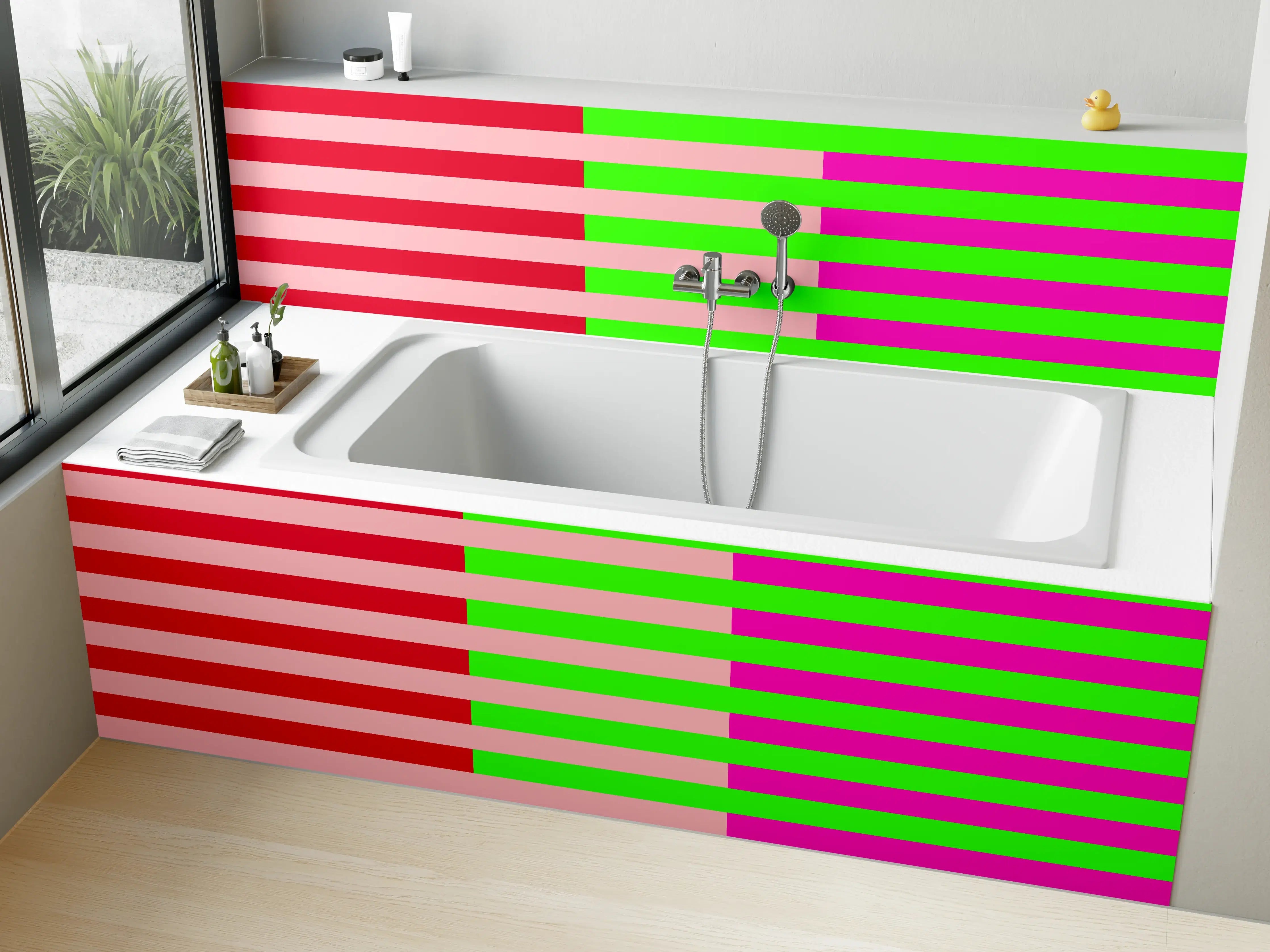 Badewannen-Rückwand - The Neons - Multy Stripes - Nox