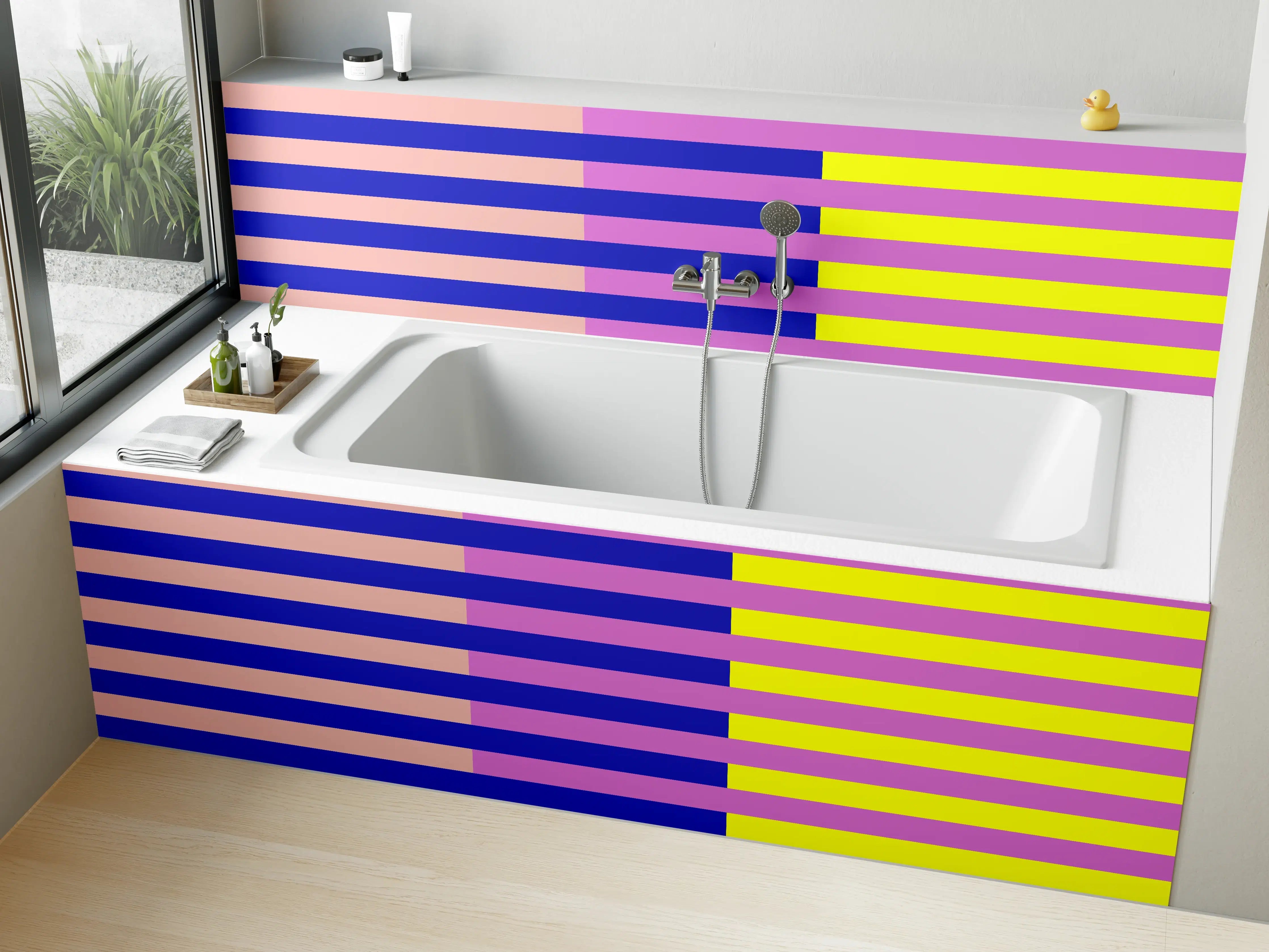 Badewannen-Rückwand - The Neons - Multy Stripes - Stellar