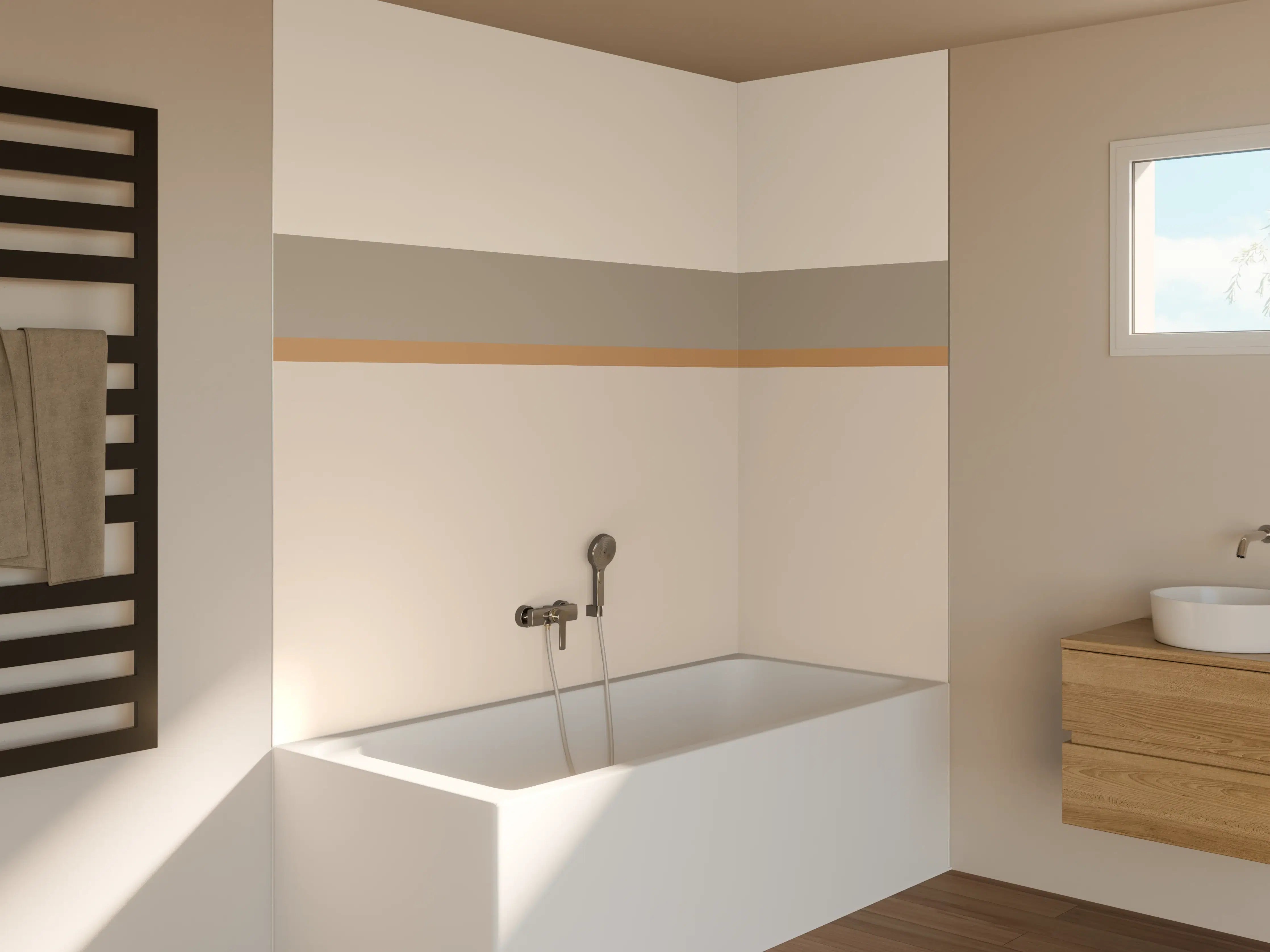 Badewannen-Rückwand - The Nudes - Horizontal - Caramel