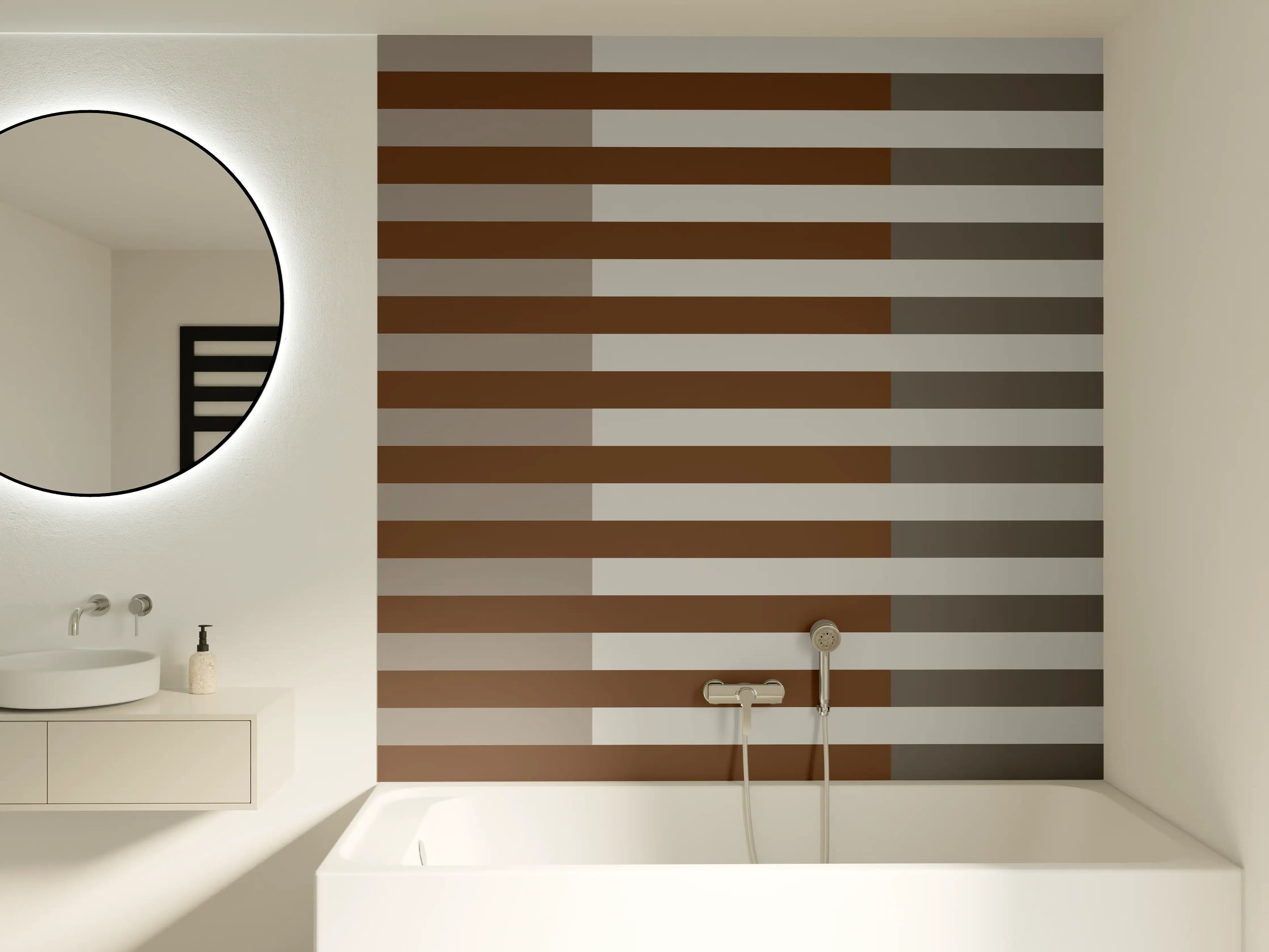 Badewannen-Rückwand - The Nudes - Multy Stripes - Ash