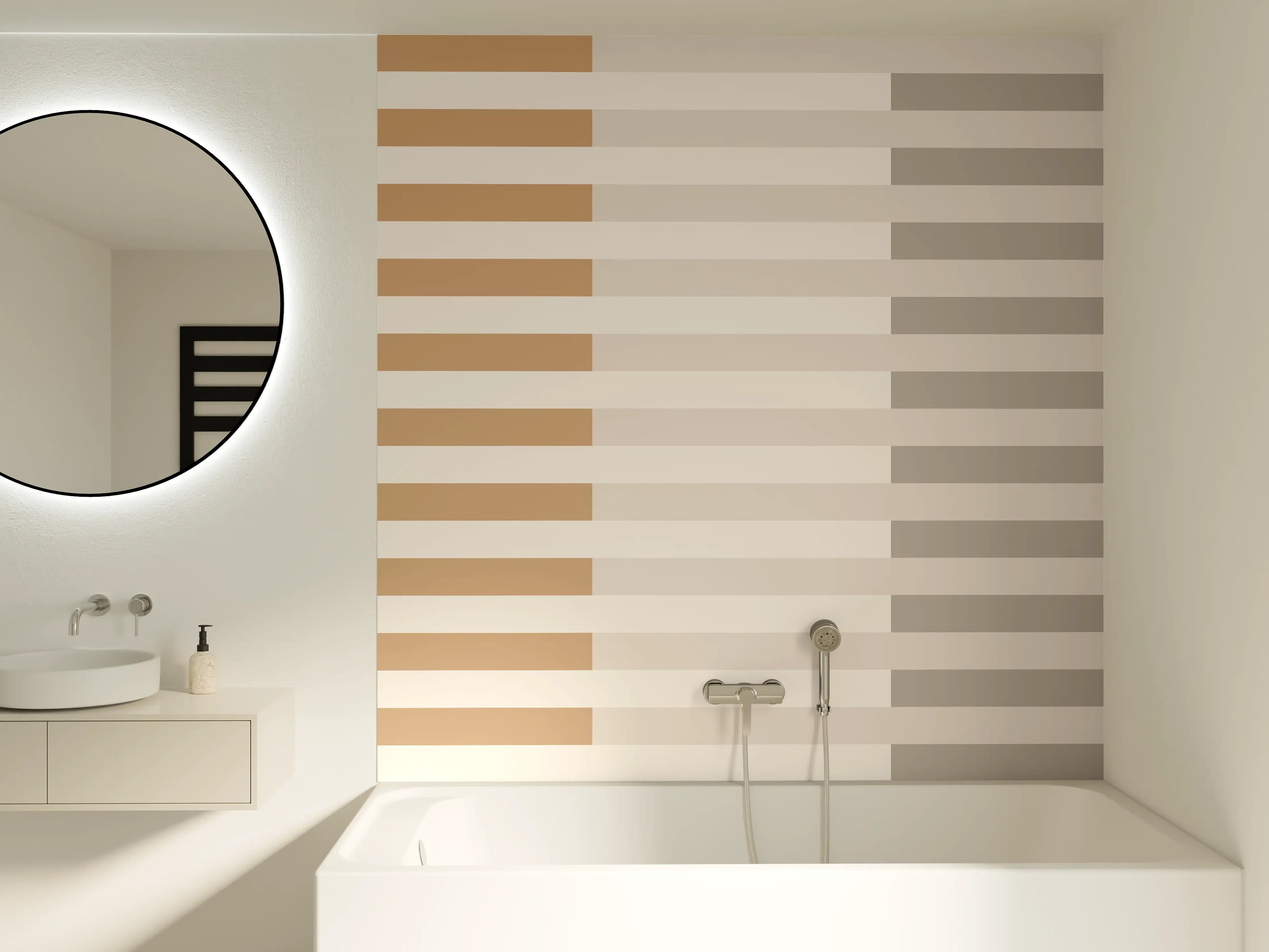 Badewannen-Rückwand - The Nudes - Multy Stripes - Caramel