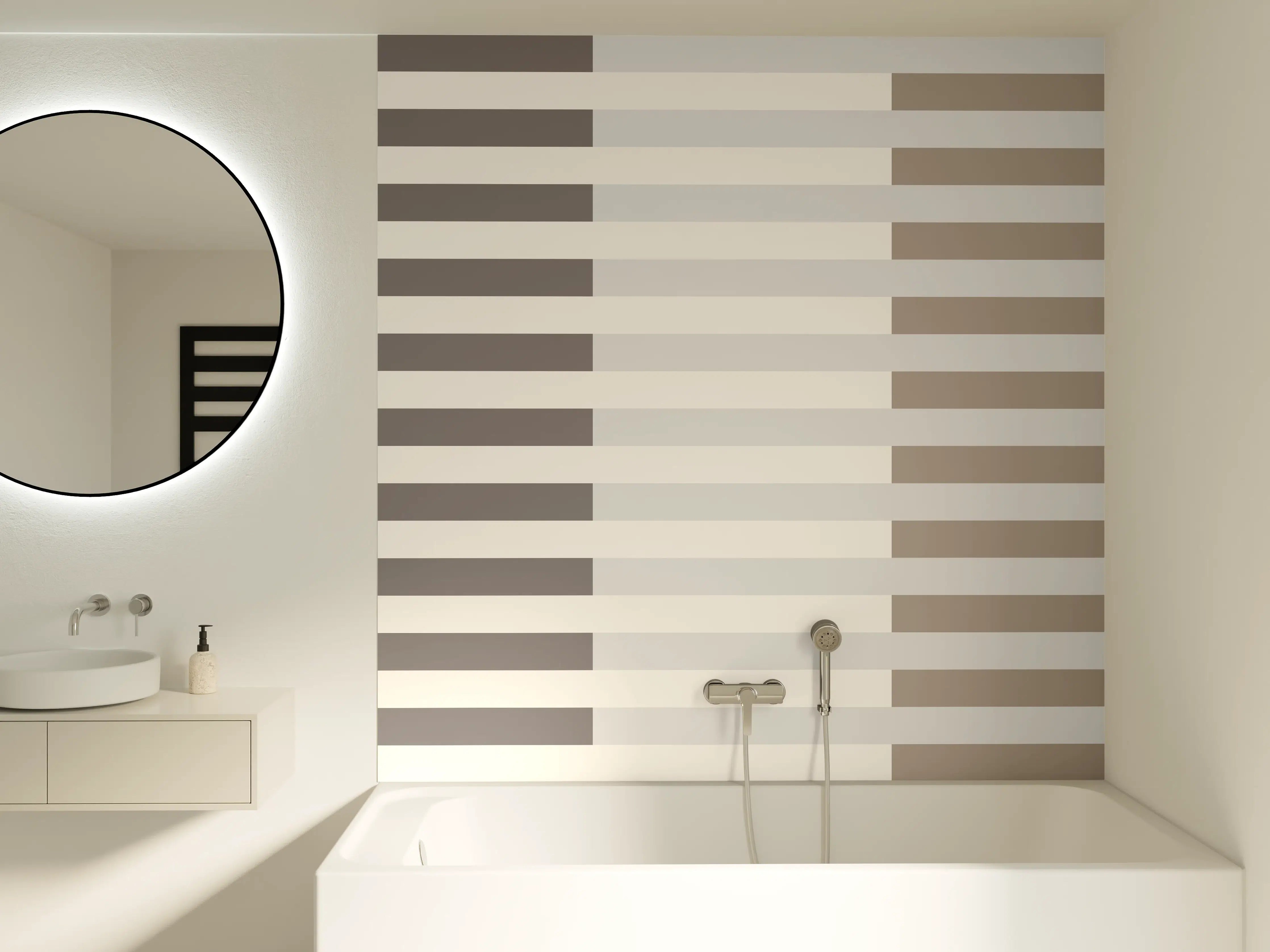 Badewannen-Rückwand - The Nudes - Multy Stripes - Fog