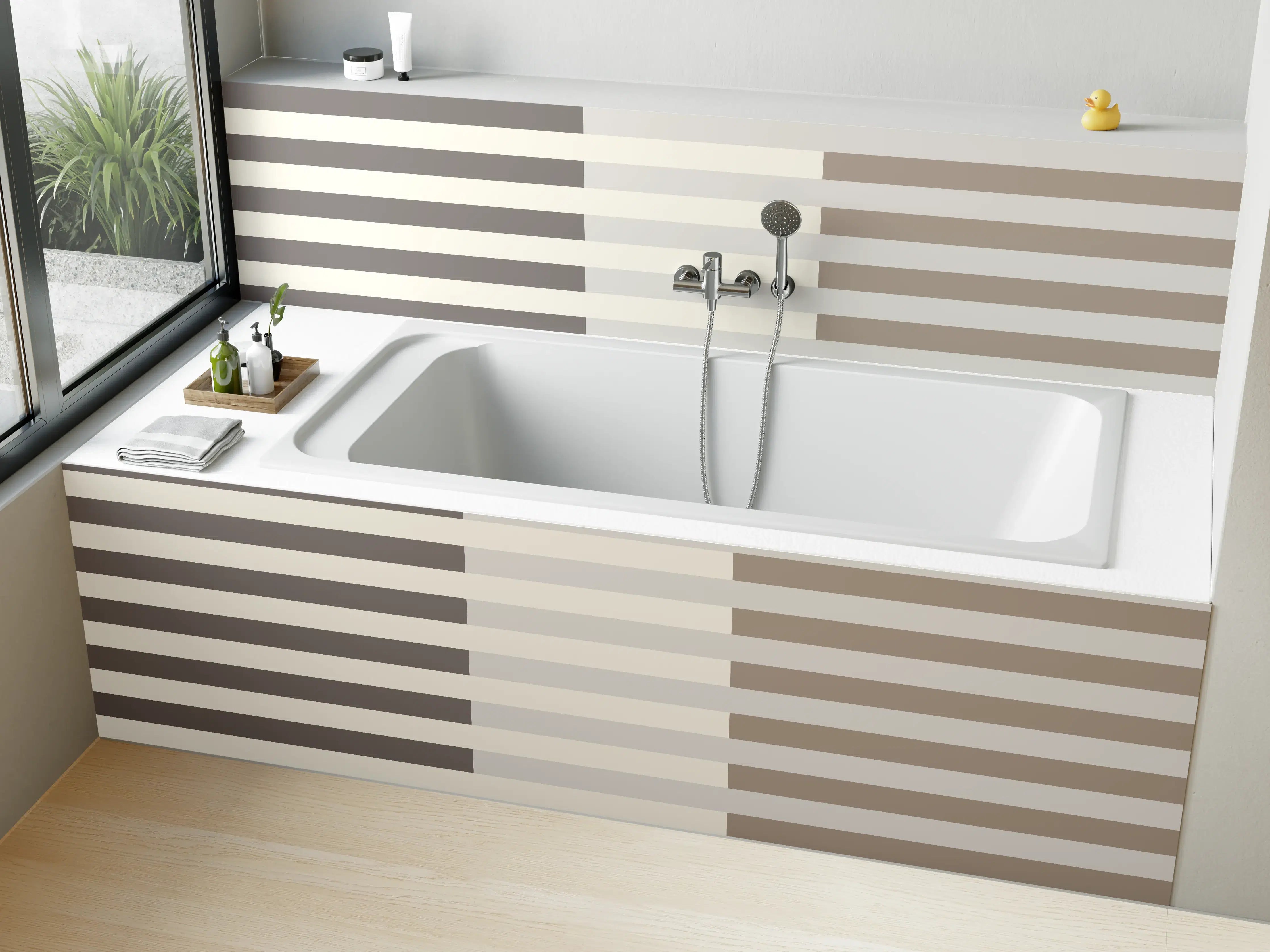 Badewannen-Rückwand - The Nudes - Multy Stripes - Fog