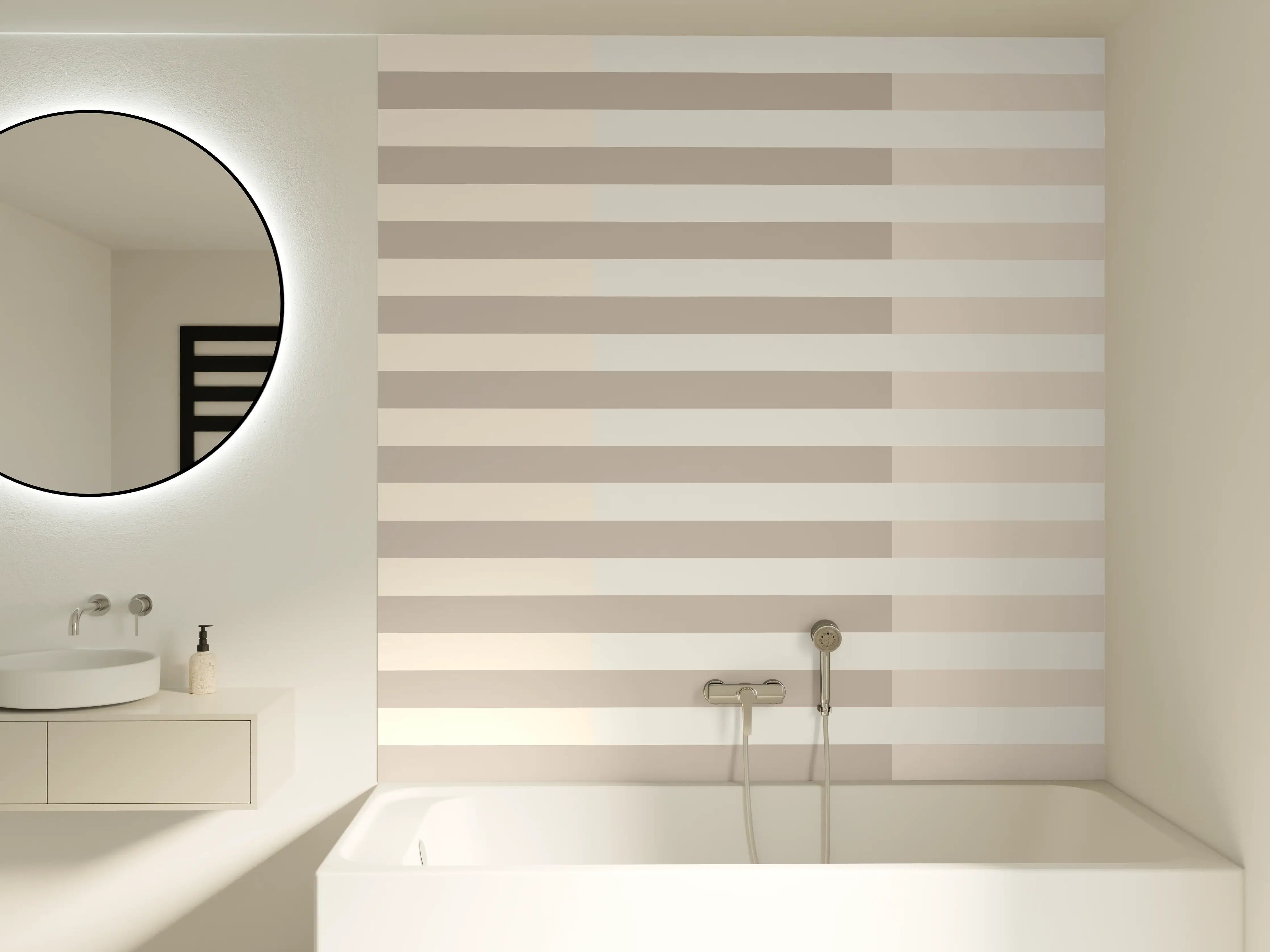 Badewannen-Rückwand - The Nudes - Multy Stripes - Latte