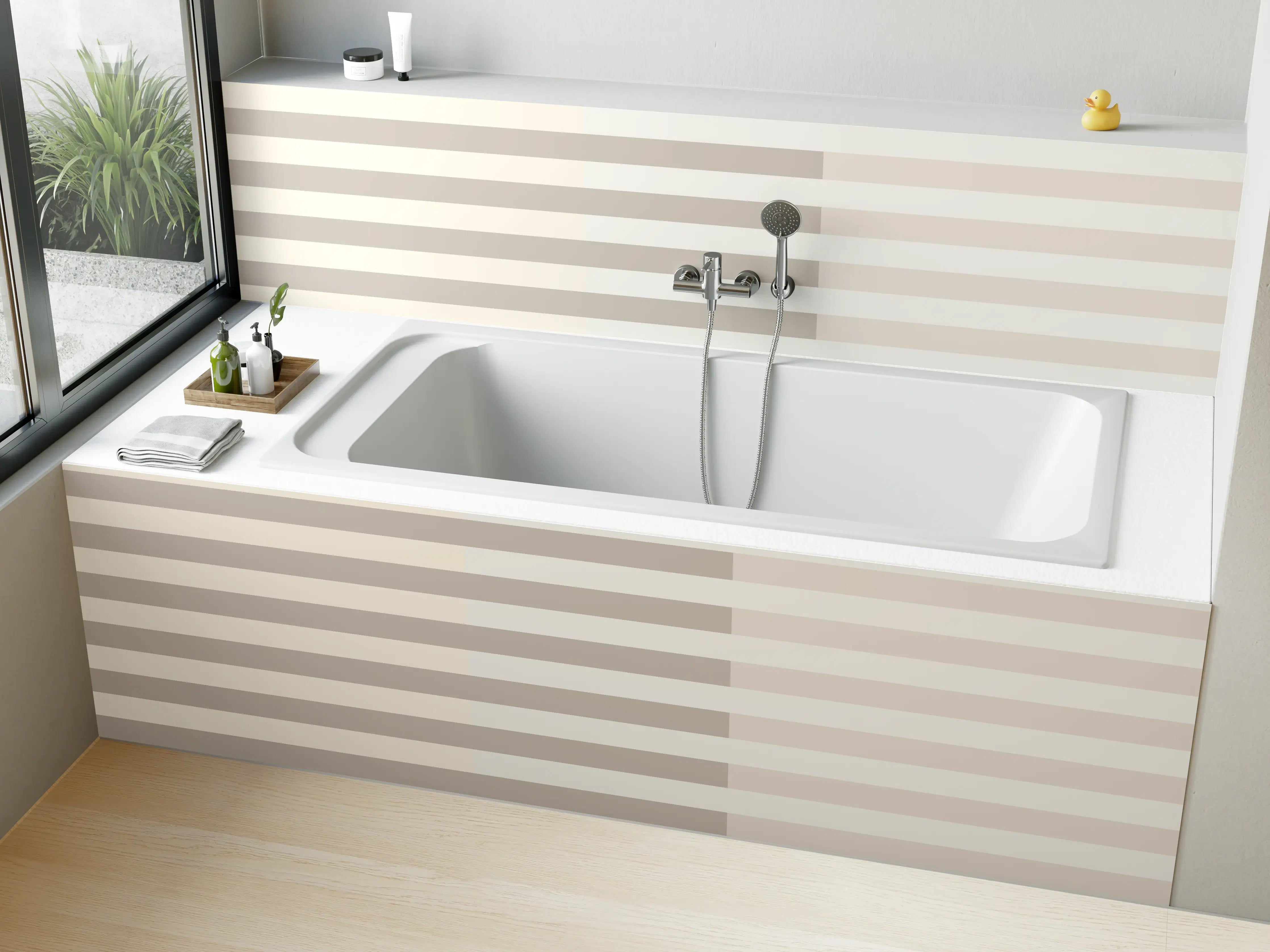Badewannen-Rückwand - The Nudes - Multy Stripes - Latte