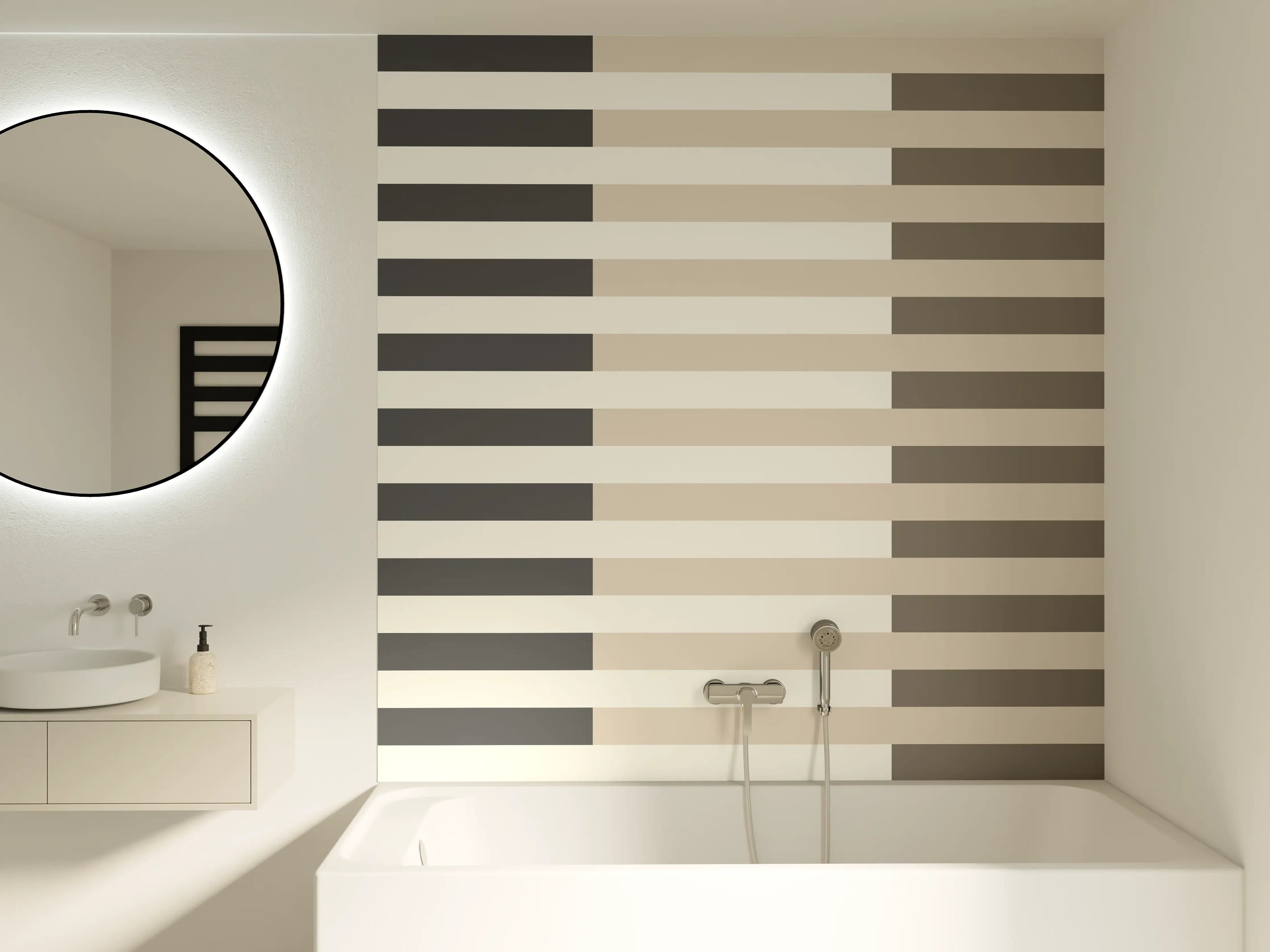 Badewannen-Rückwand - The Nudes - Multy Stripes - Toffee