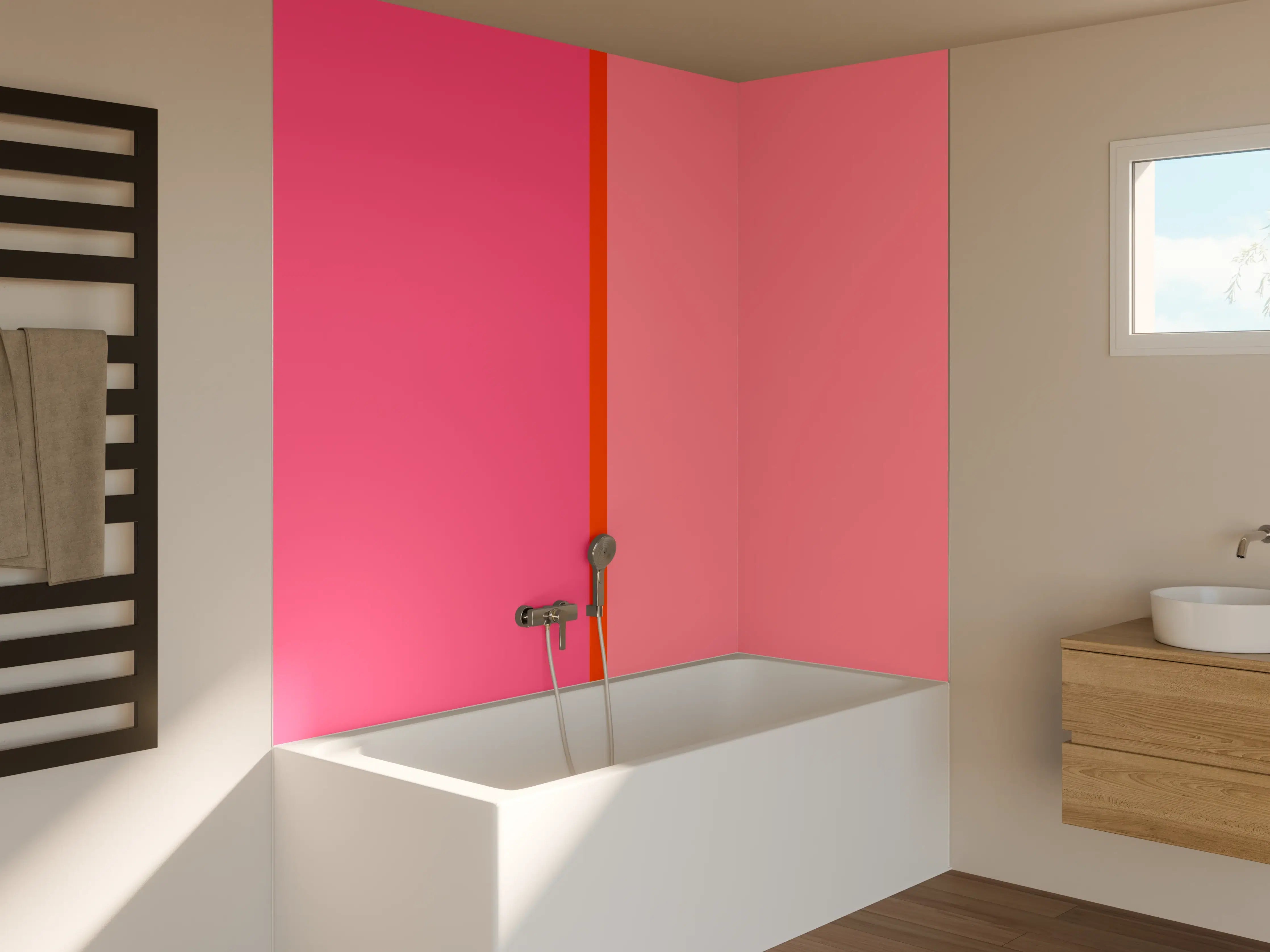 Badewannen-Rückwand - The Oranges - Easy Vertical - Raspberry