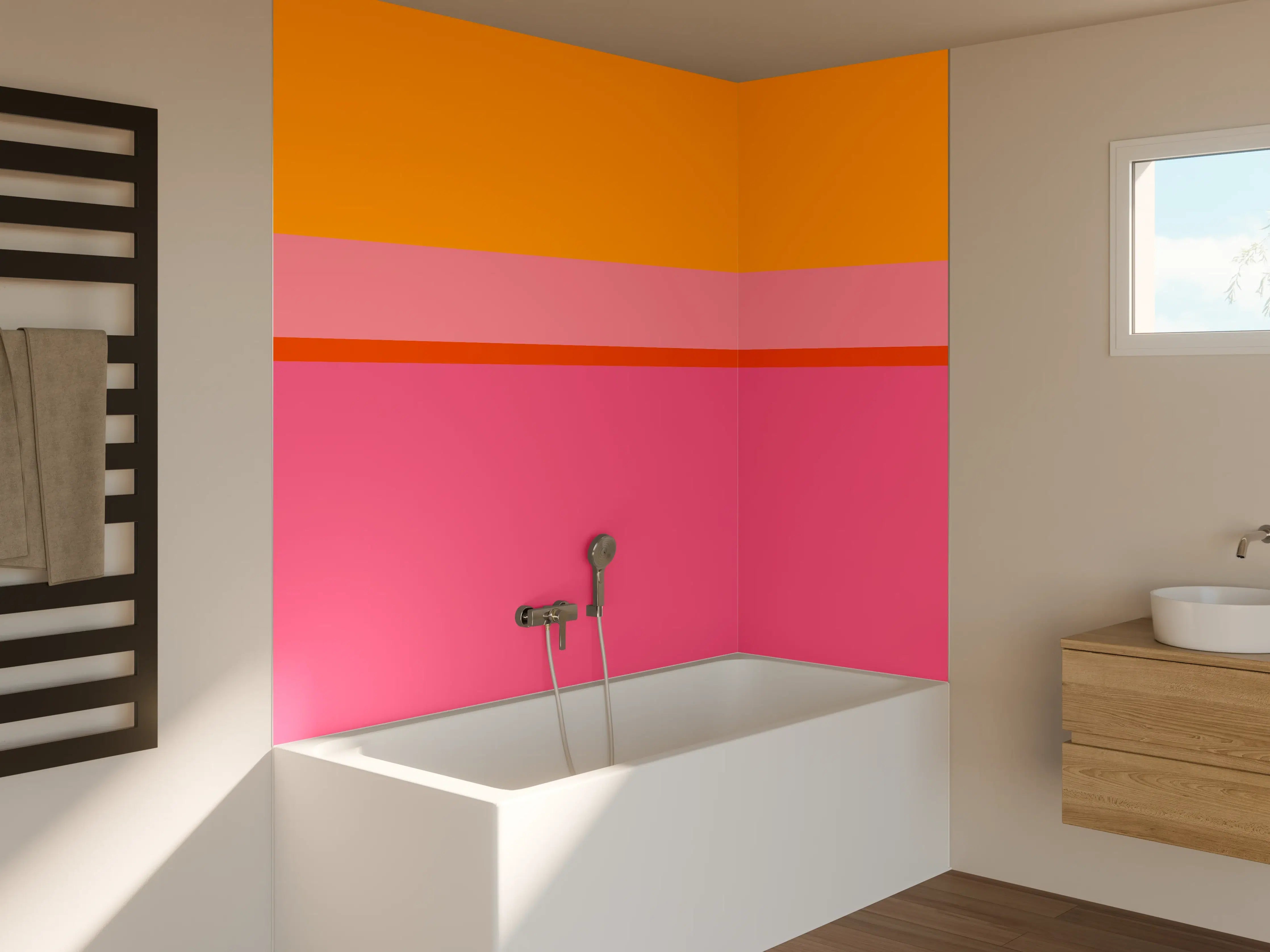 Badewannen-Rückwand - The Oranges - Horizontal - Raspberry