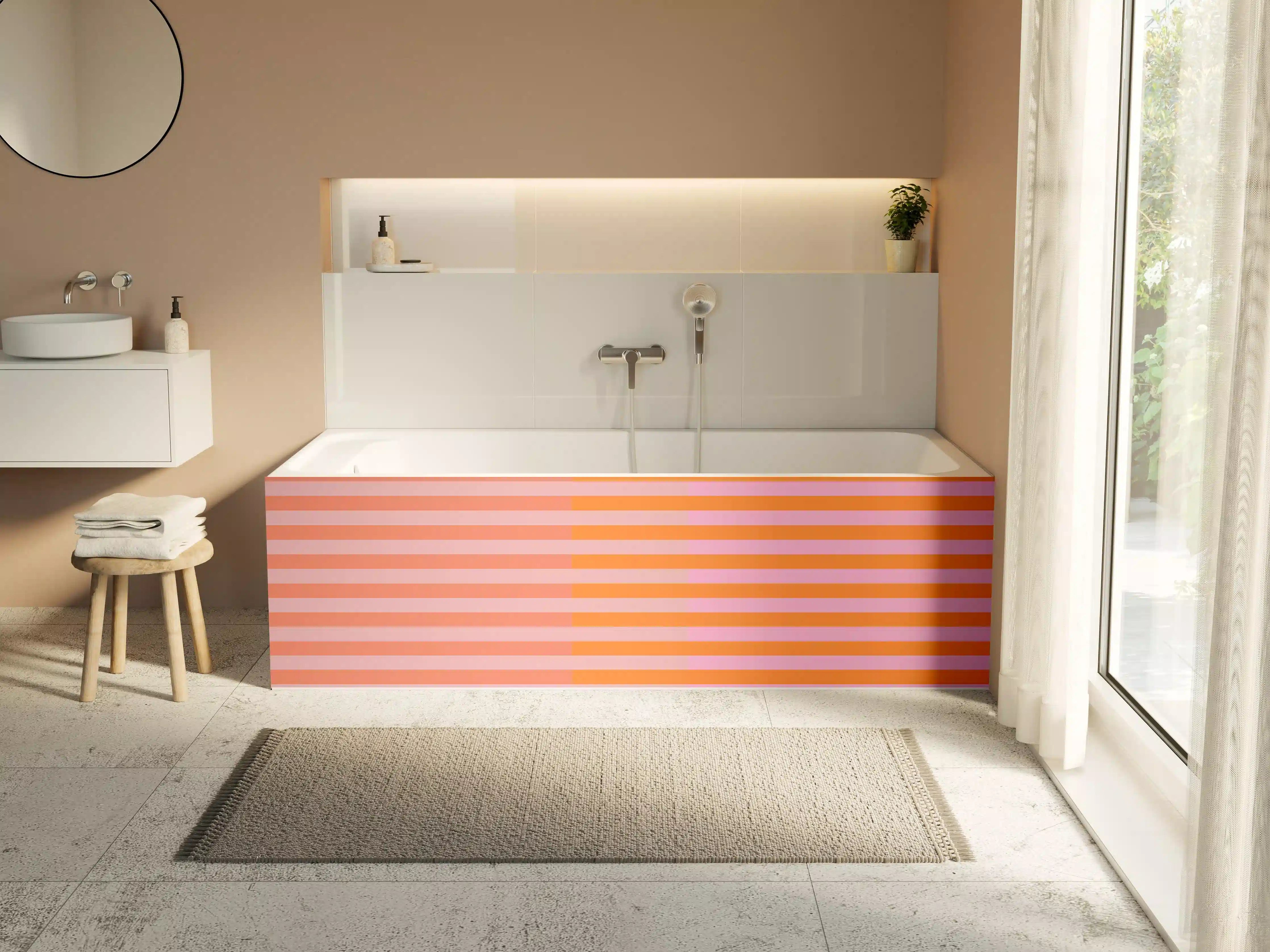 Badewannen-Rückwand - The Oranges - Multy Stripes - Coral