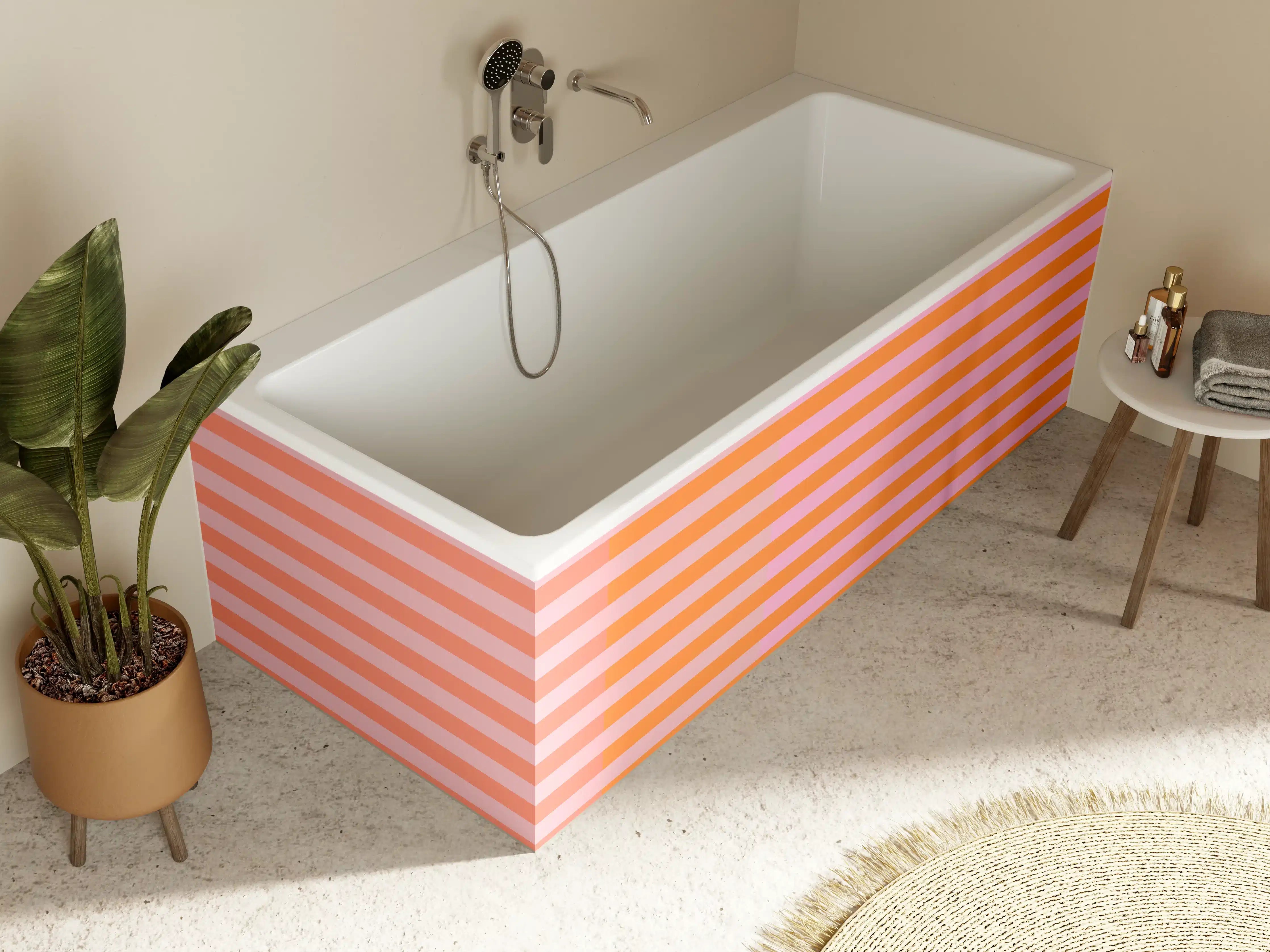 Badewannen-Rückwand - The Oranges - Multy Stripes - Coral