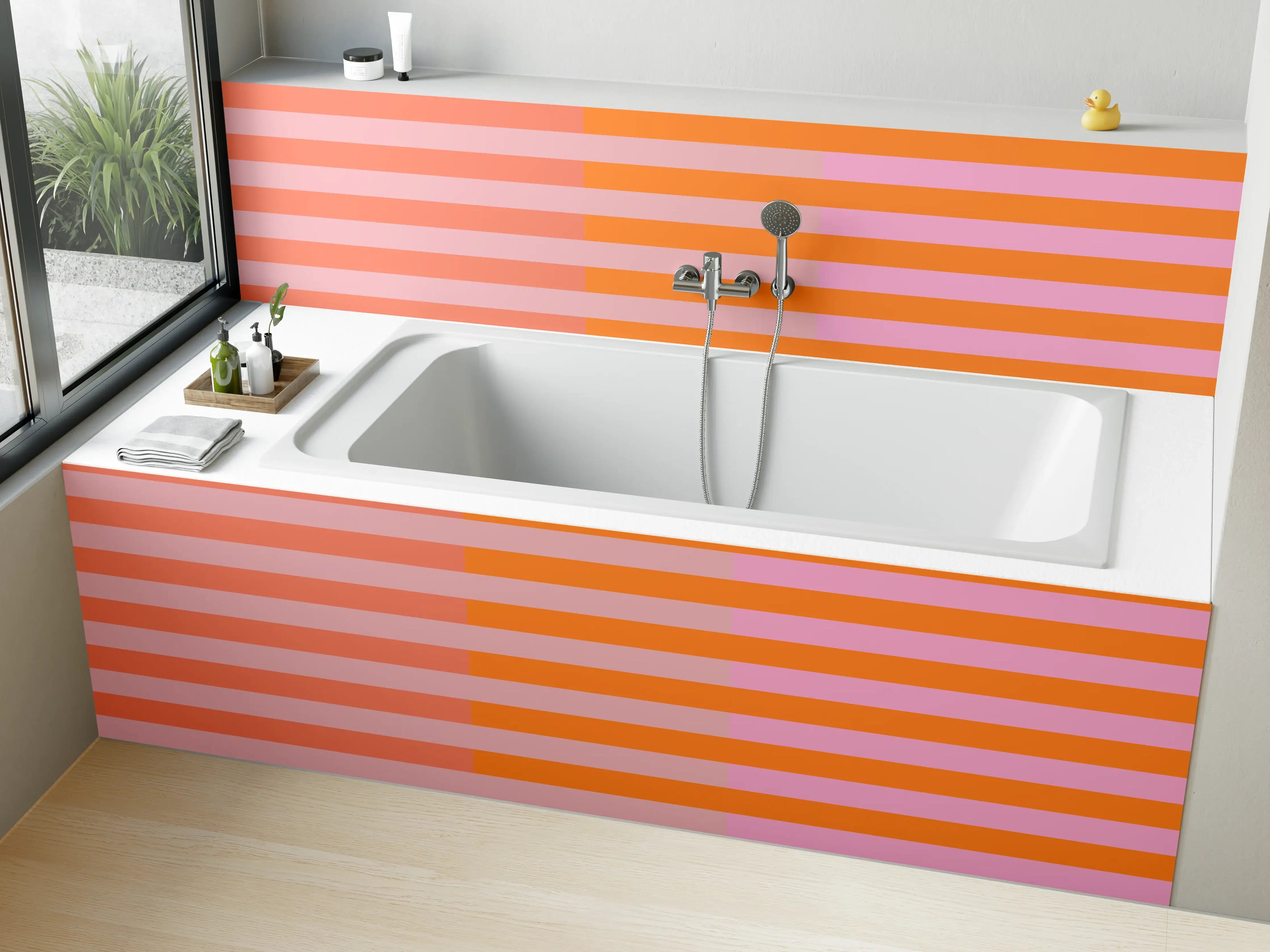 Badewannen-Rückwand - The Oranges - Multy Stripes - Coral
